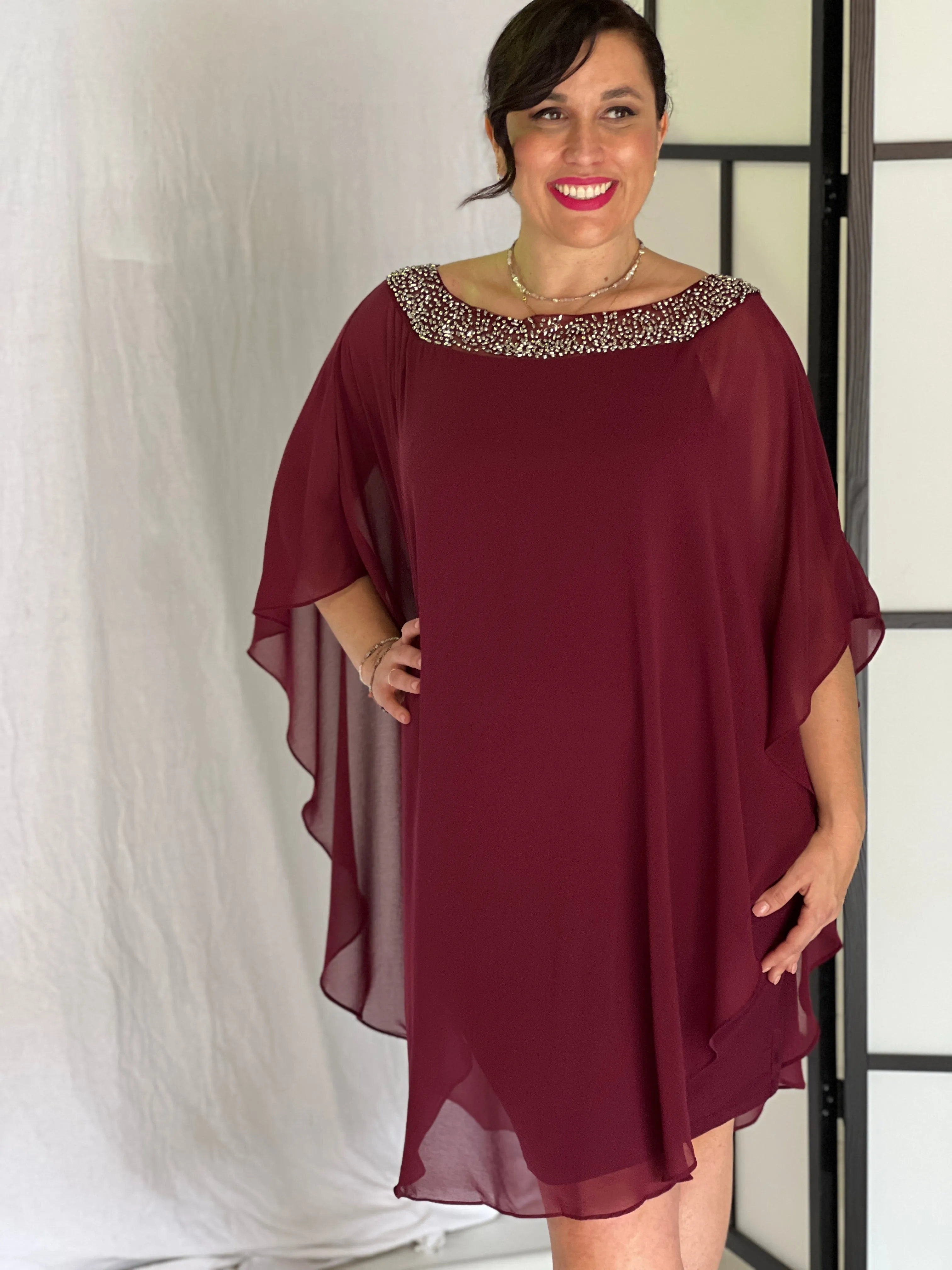 Etan Burgundy Evening Dress