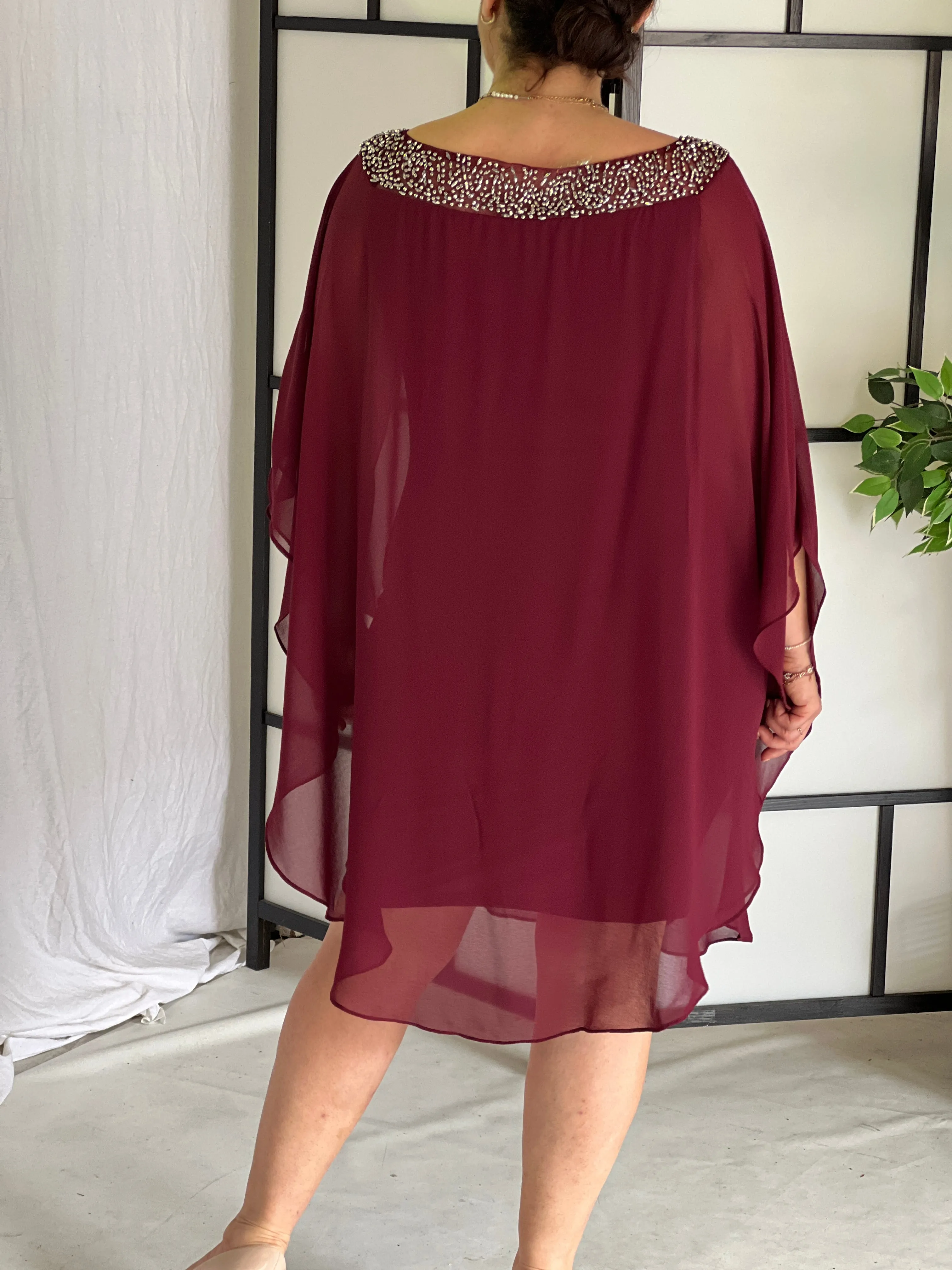 Etan Burgundy Evening Dress