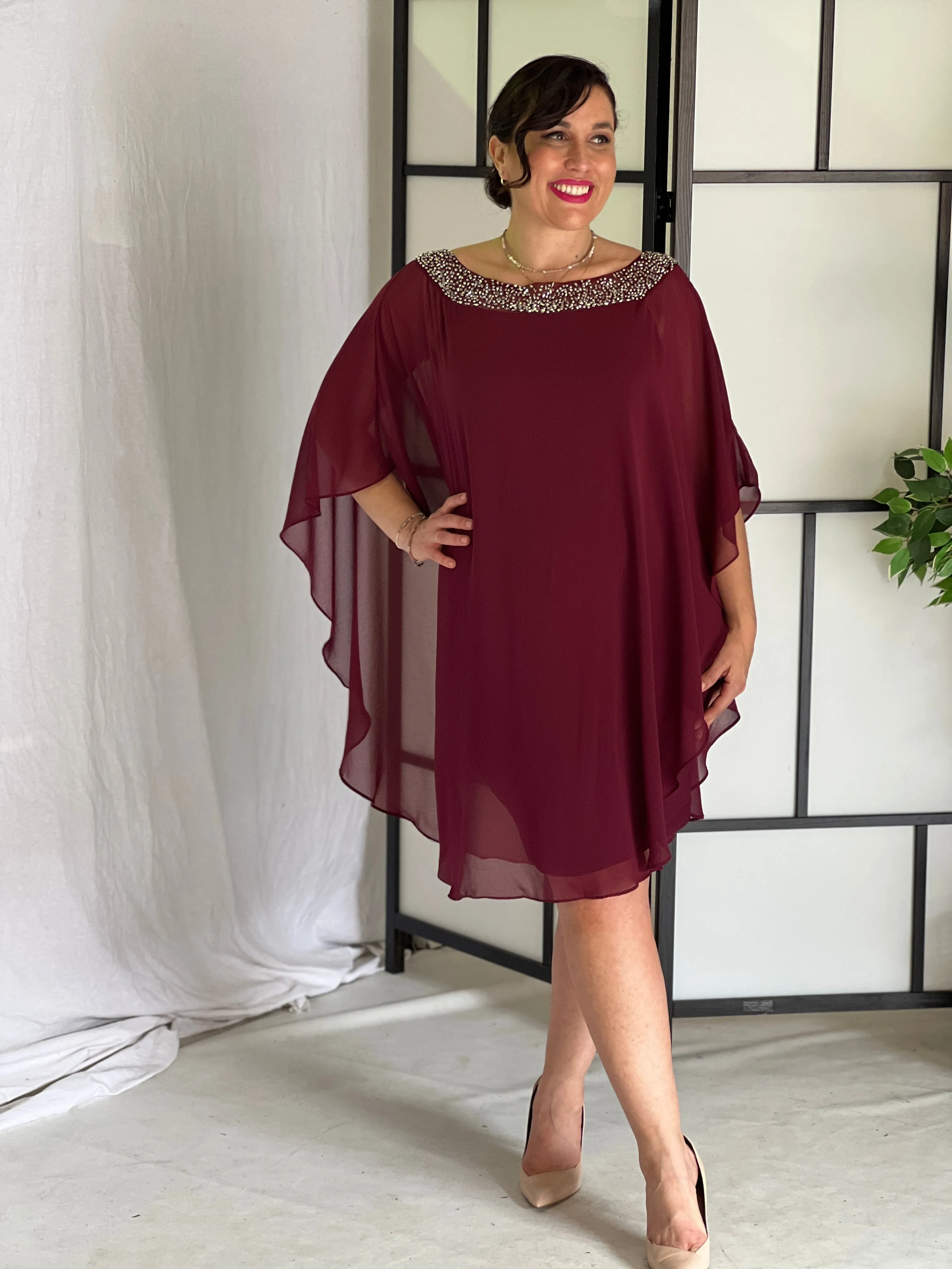Etan Burgundy Evening Dress