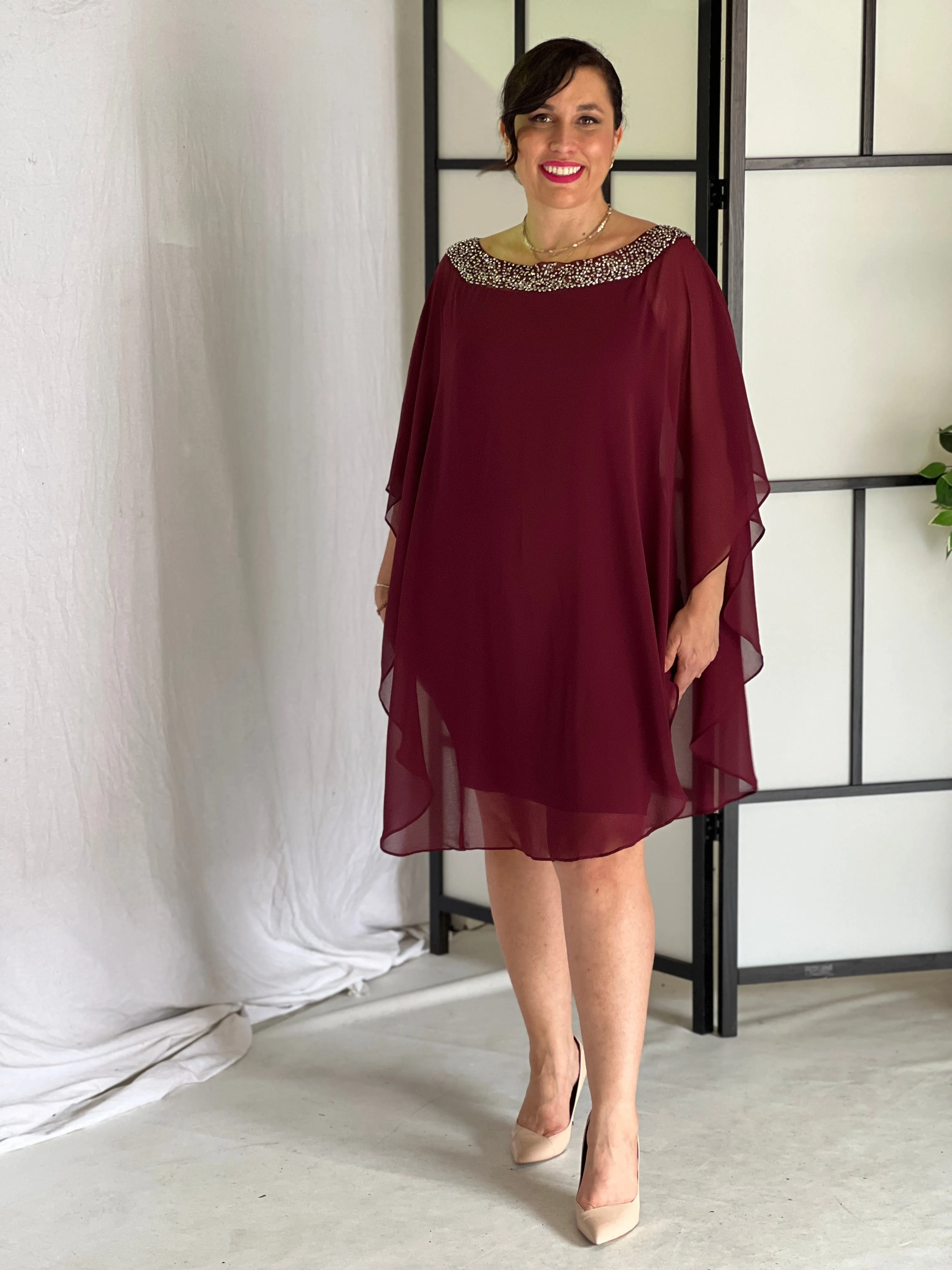 Etan Burgundy Evening Dress