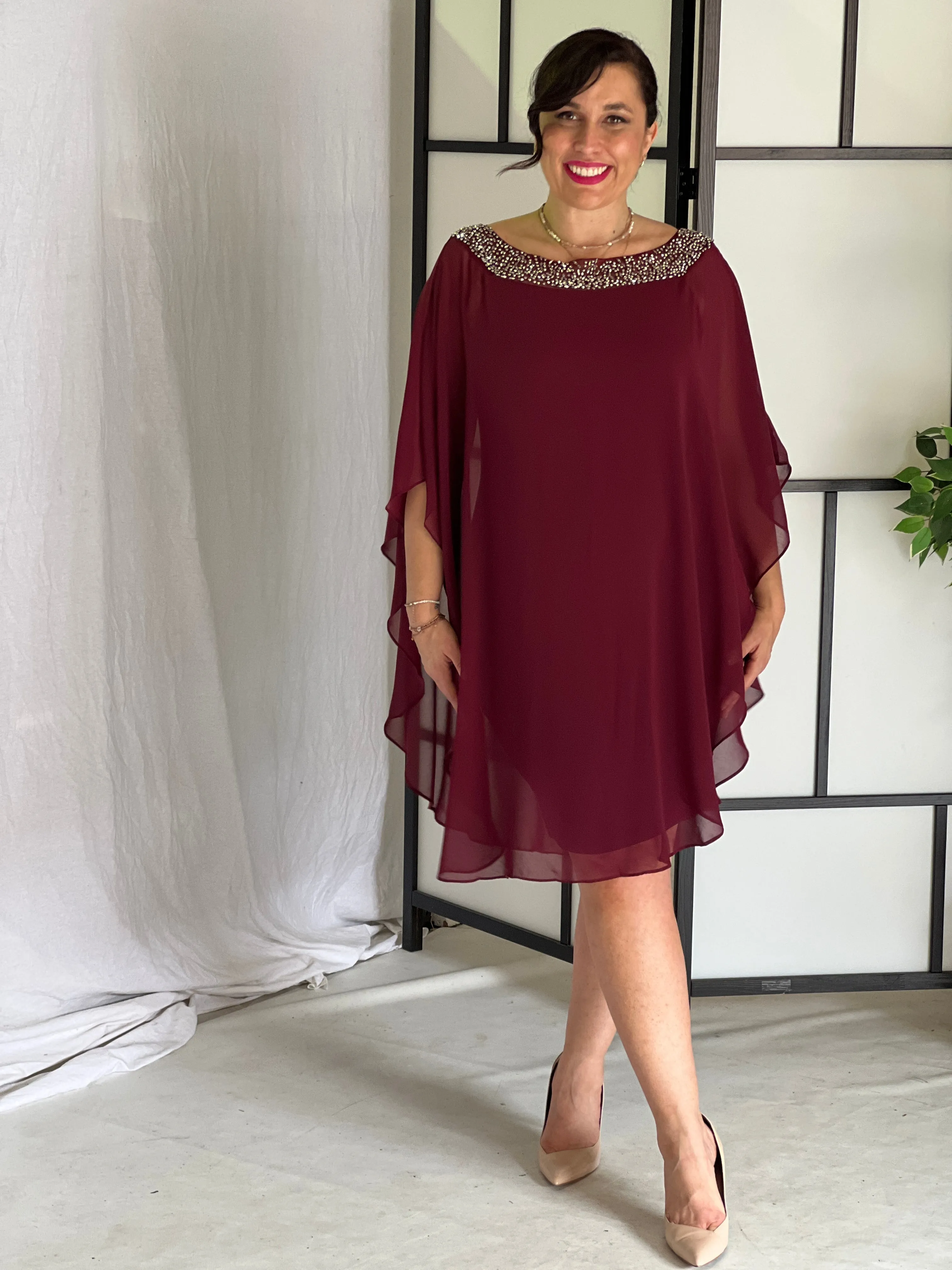 Etan Burgundy Evening Dress