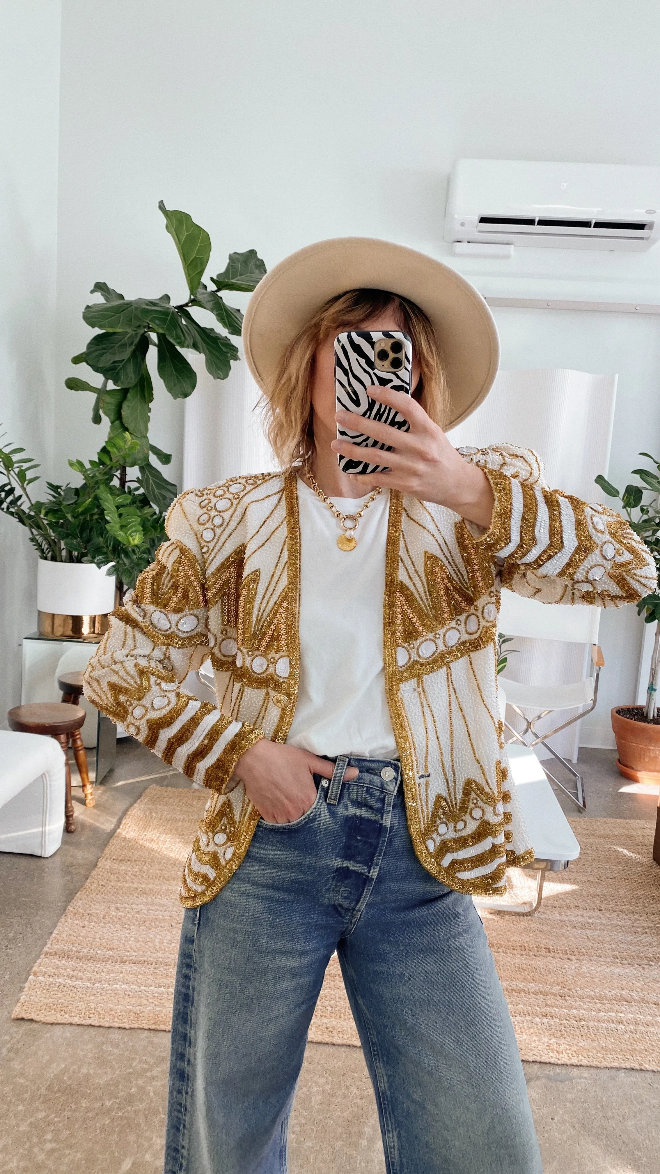 Fabulous Deadstock Ivory Gold Beaded Blazer