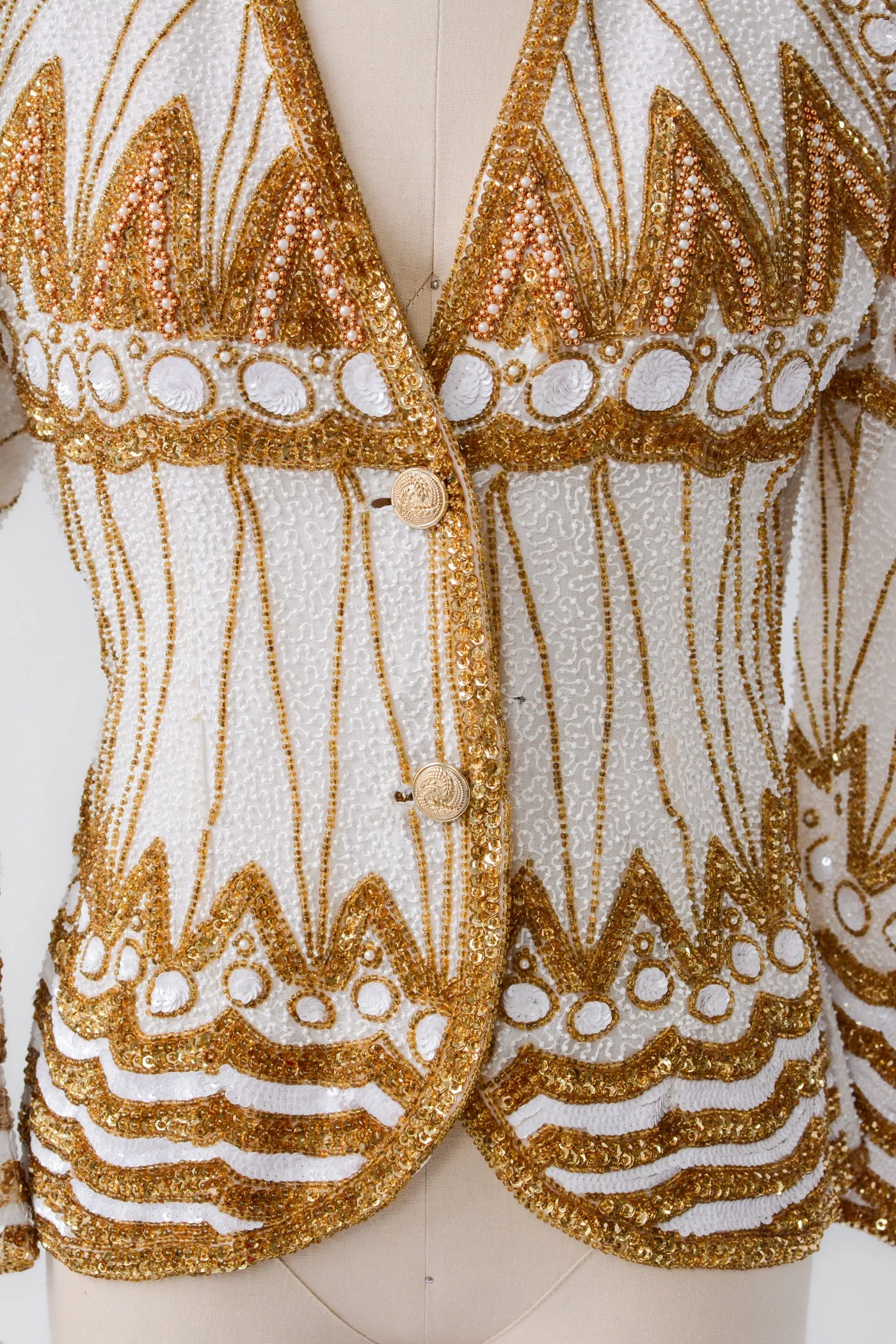 Fabulous Deadstock Ivory Gold Beaded Blazer