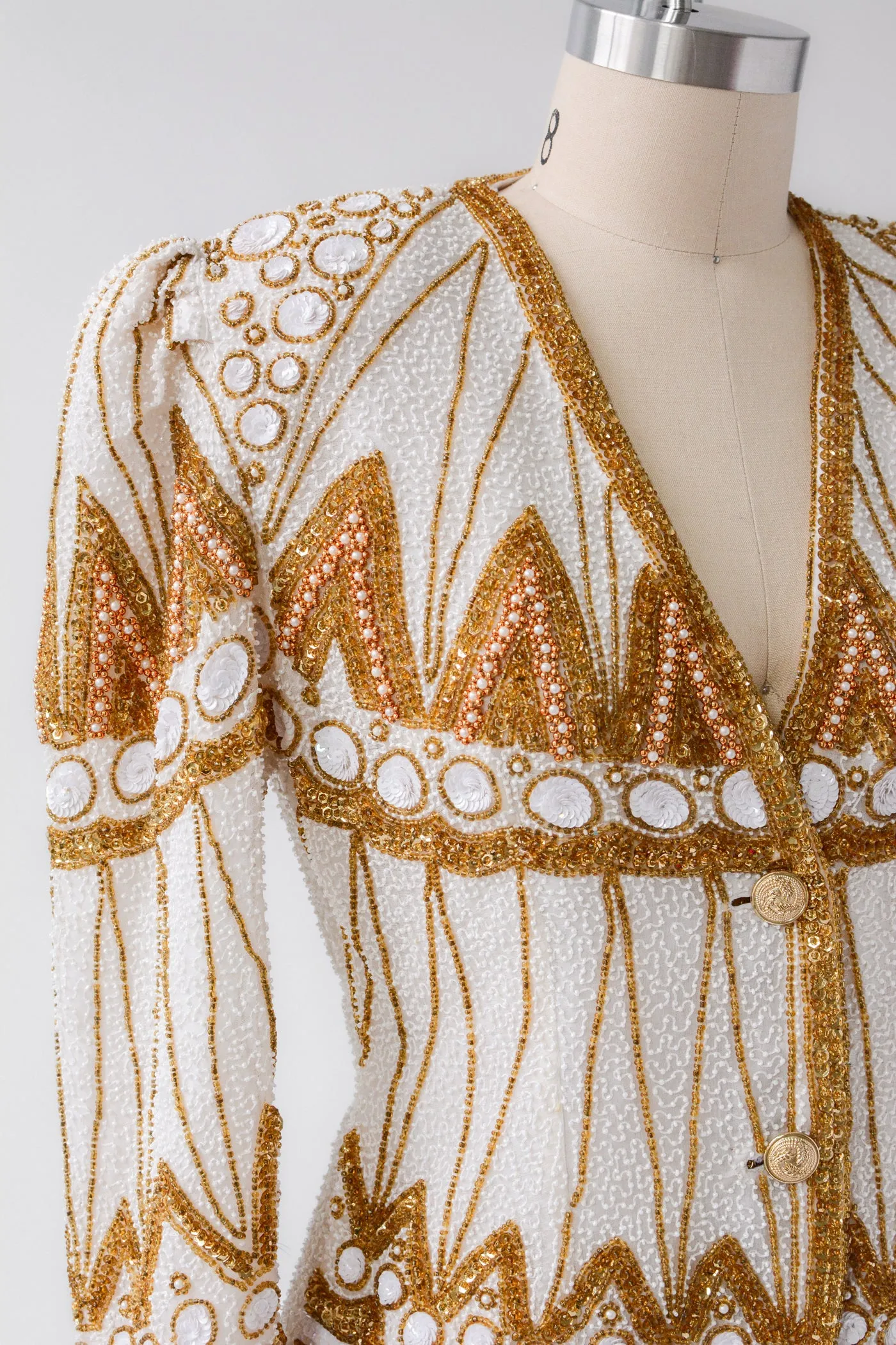 Fabulous Deadstock Ivory Gold Beaded Blazer