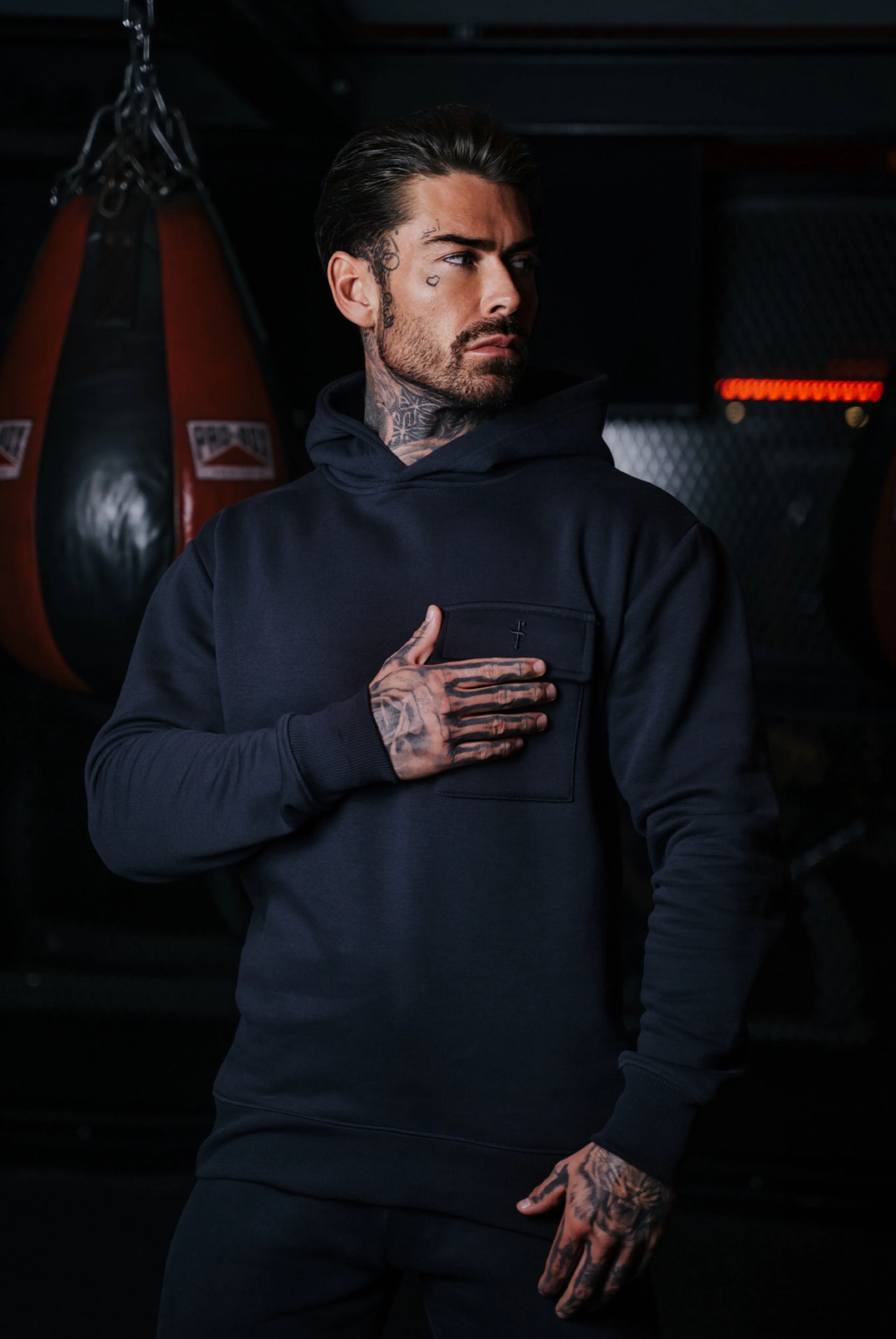 Father Sons Navy Cargo Hoodie With FS Embroidery - FSH930