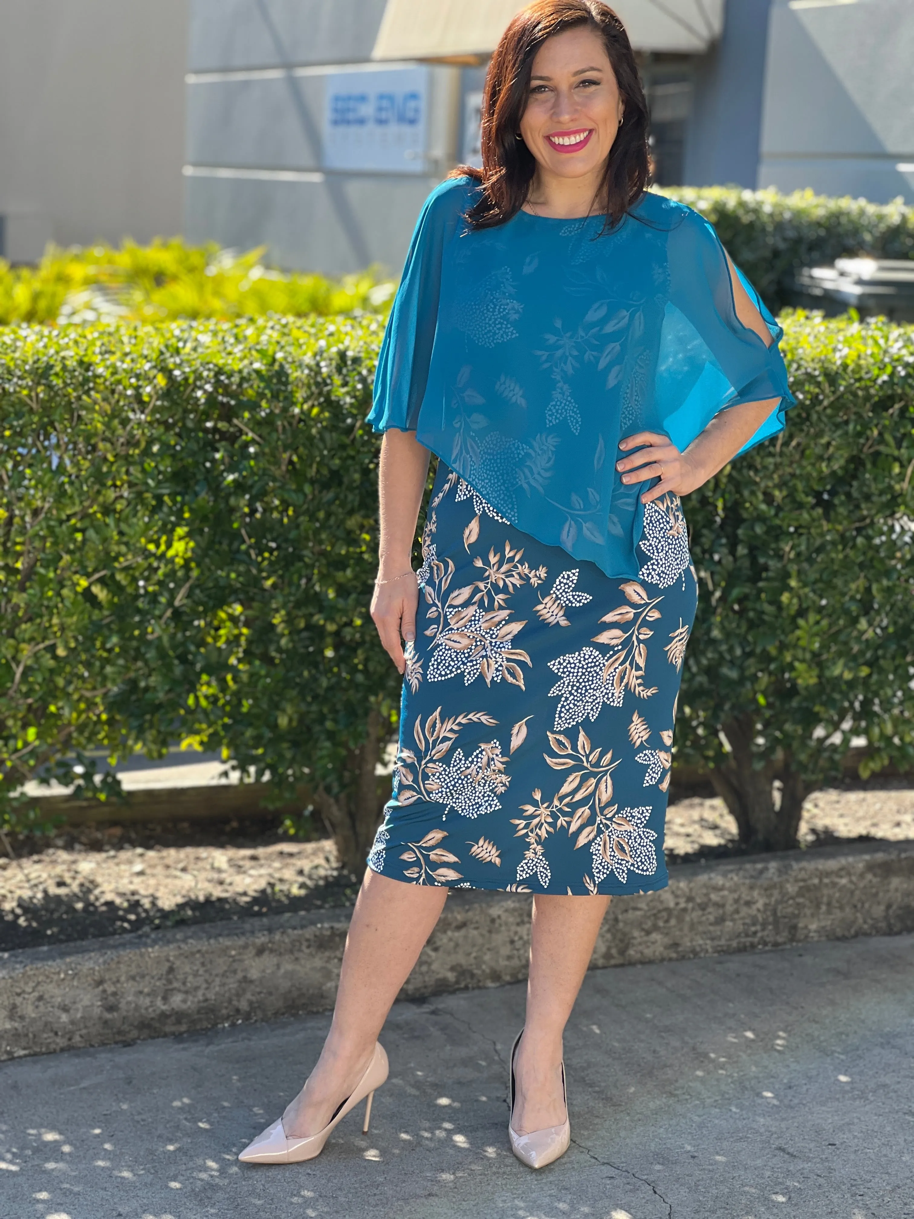 Fierce Teal Floral Dress