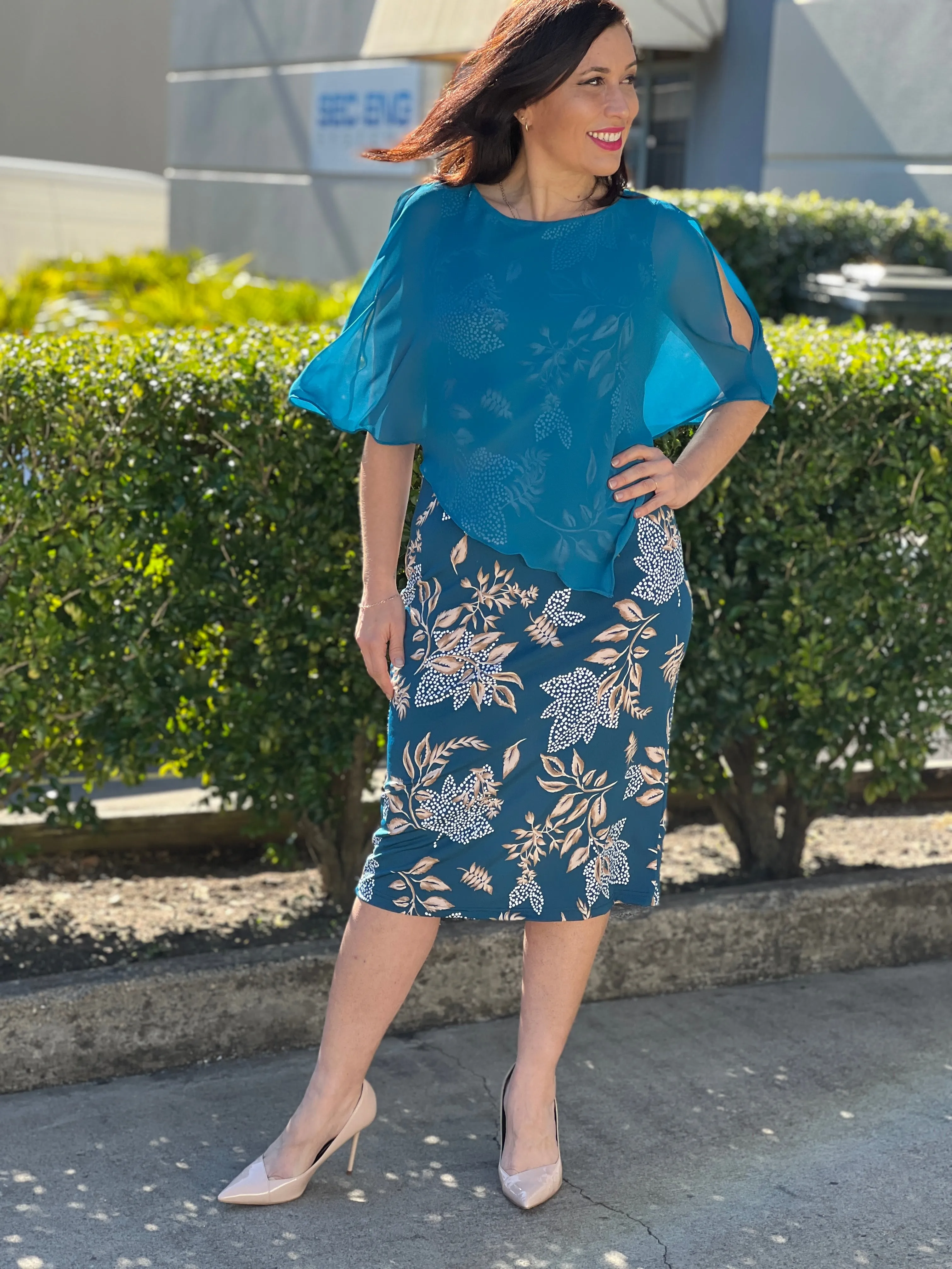Fierce Teal Floral Dress