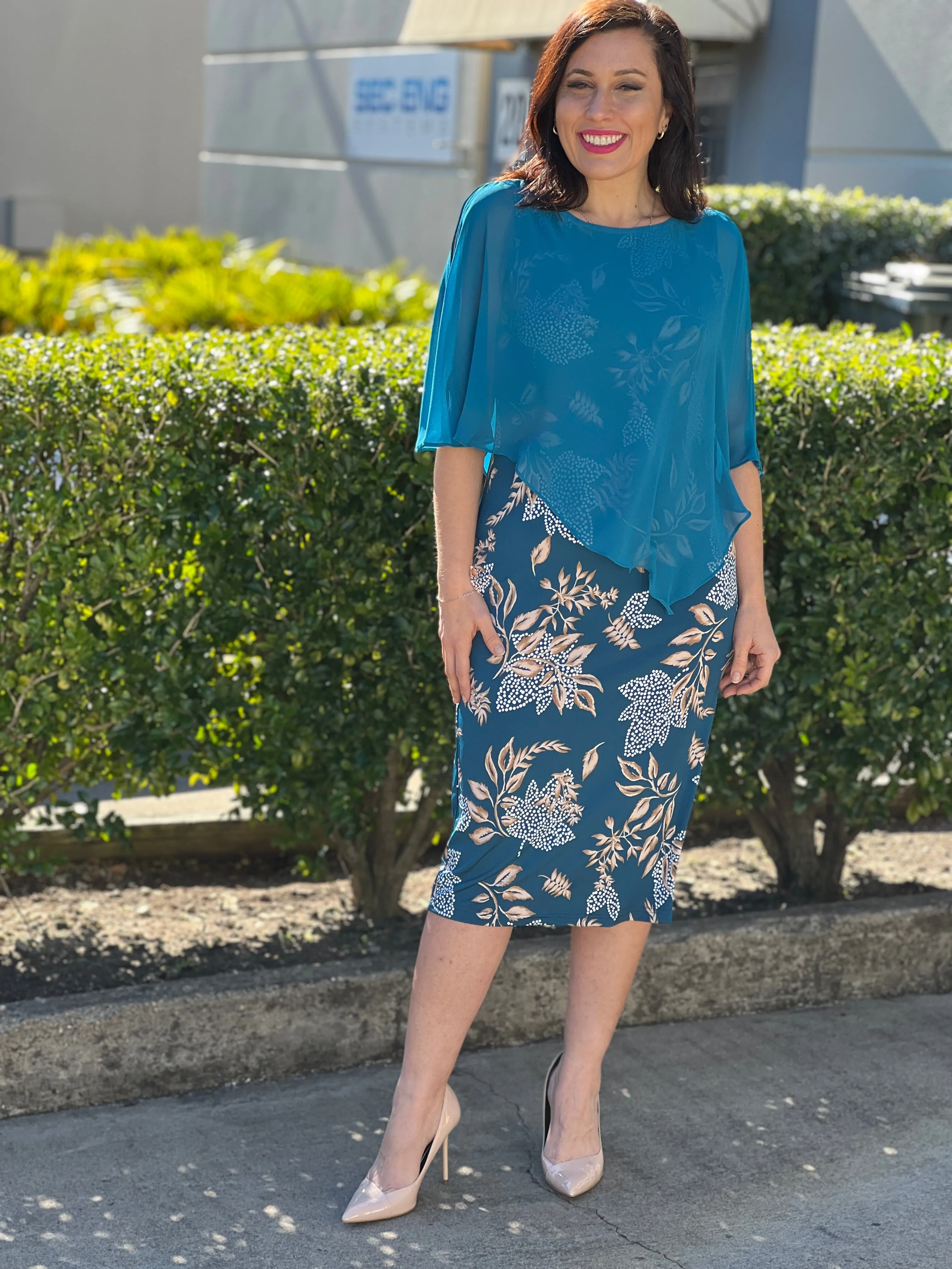 Fierce Teal Floral Dress