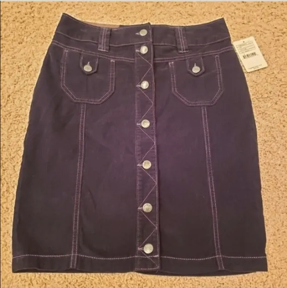 Free People Corduroy Skirt Black Size 2 NWT