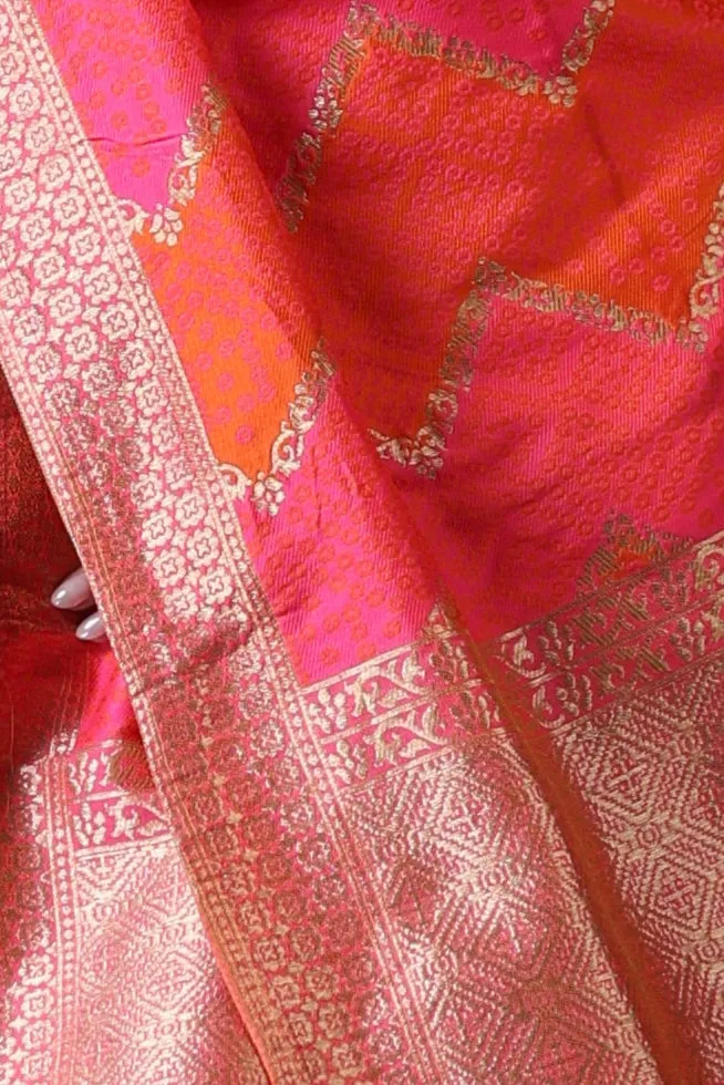 Fuschia Pink Chevron Jacquard Dupatta