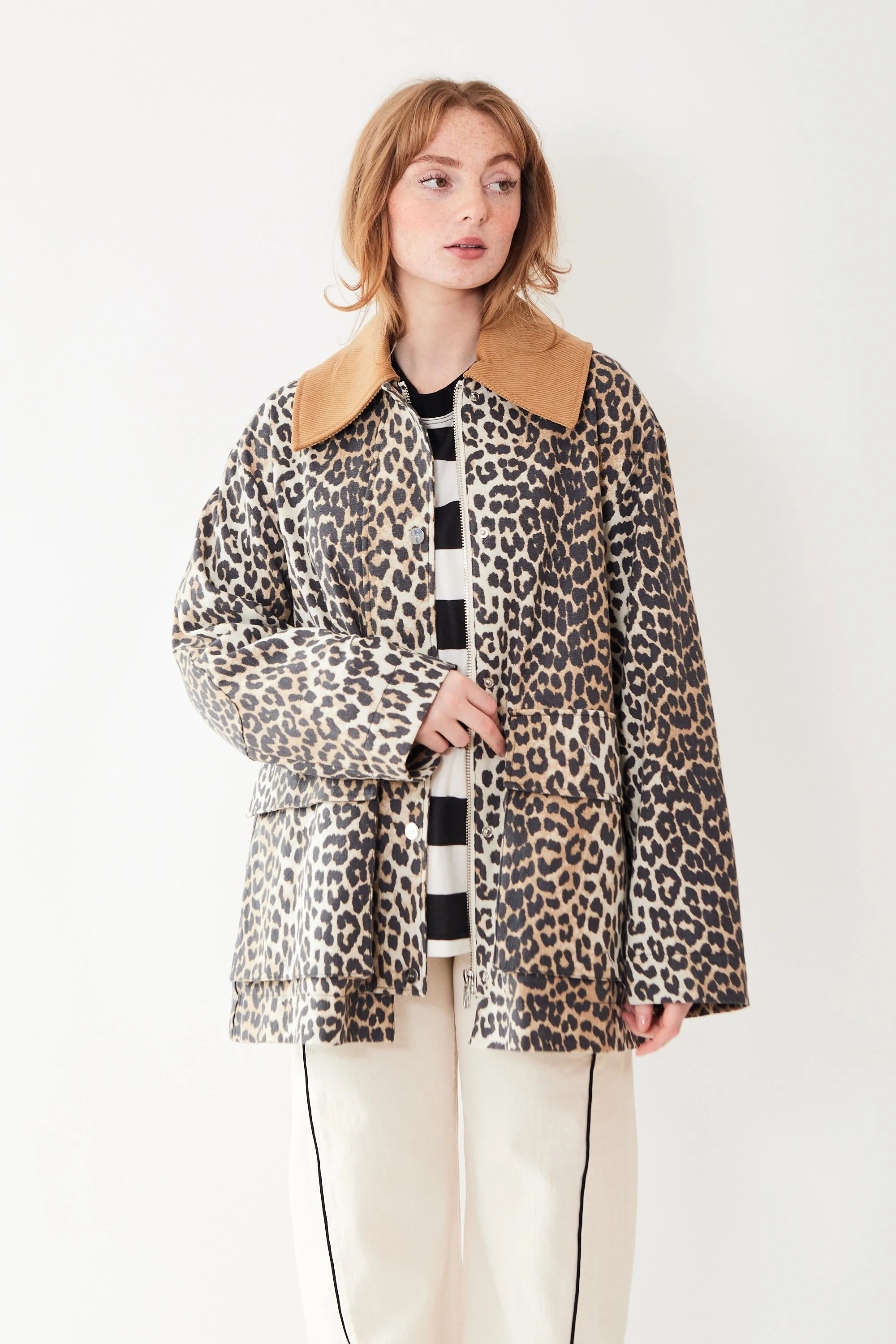 Ganni Printed Canvas Midi Jacket