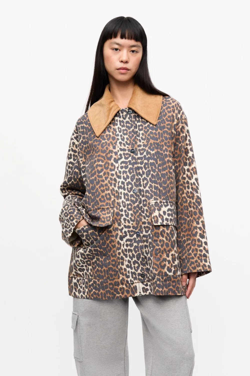 Ganni Printed Canvas Midi Jacket