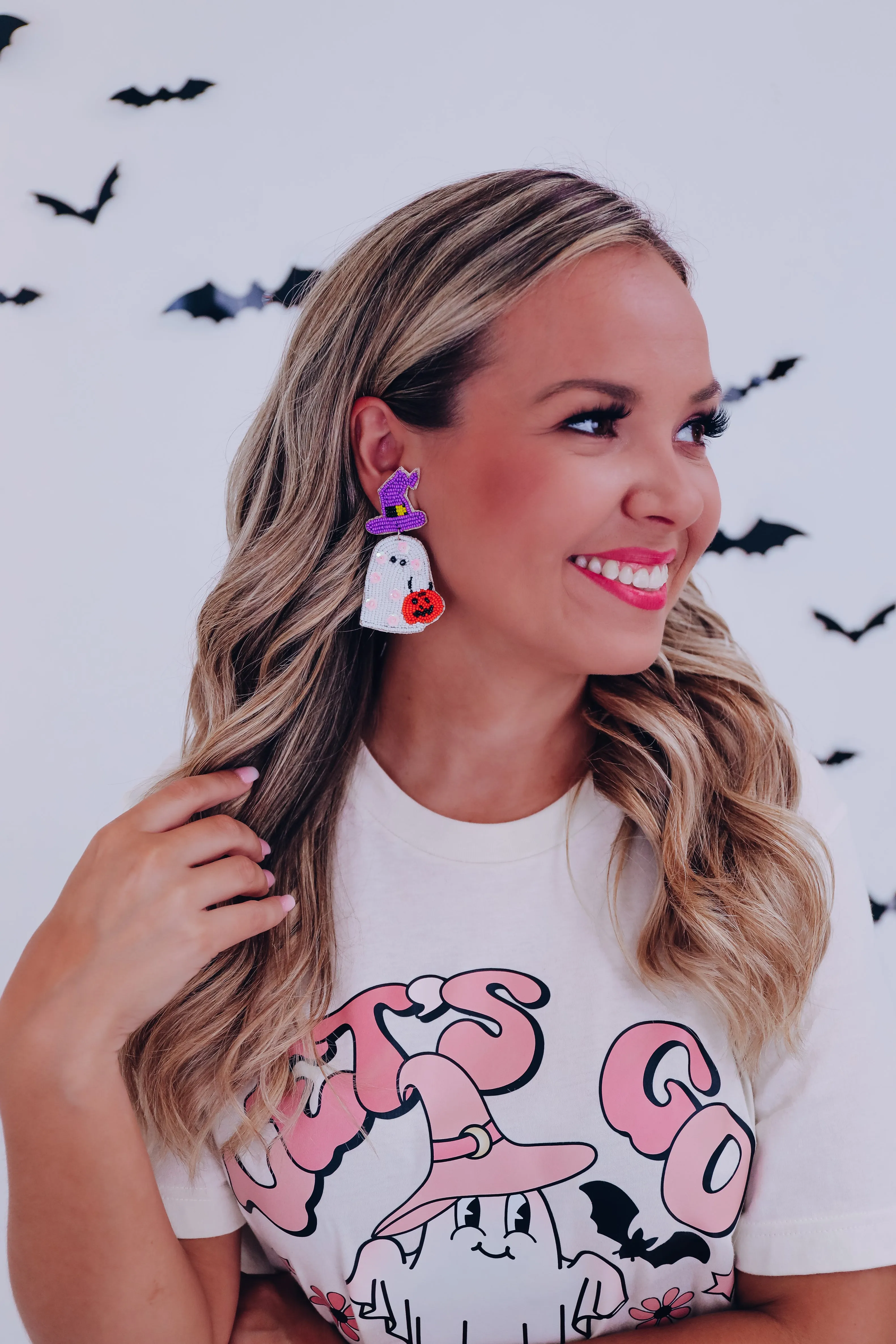 Ghost Seed Bead Dangle Earrings