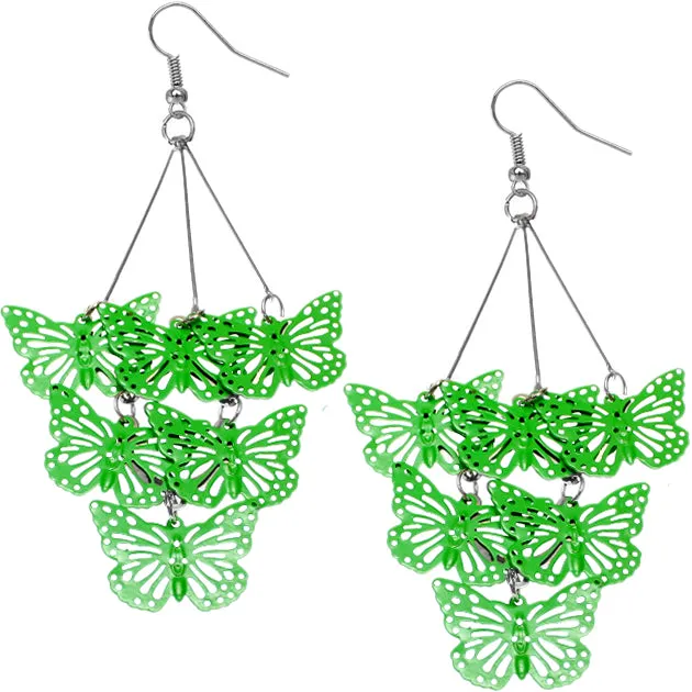 Green Butterfly Dangle Earrings