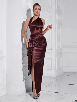 Halter Sleeveless Backless Maxi Bodycon Dress HB10216