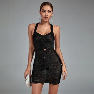 Halter Tassels Mini Backless Bandage Dress