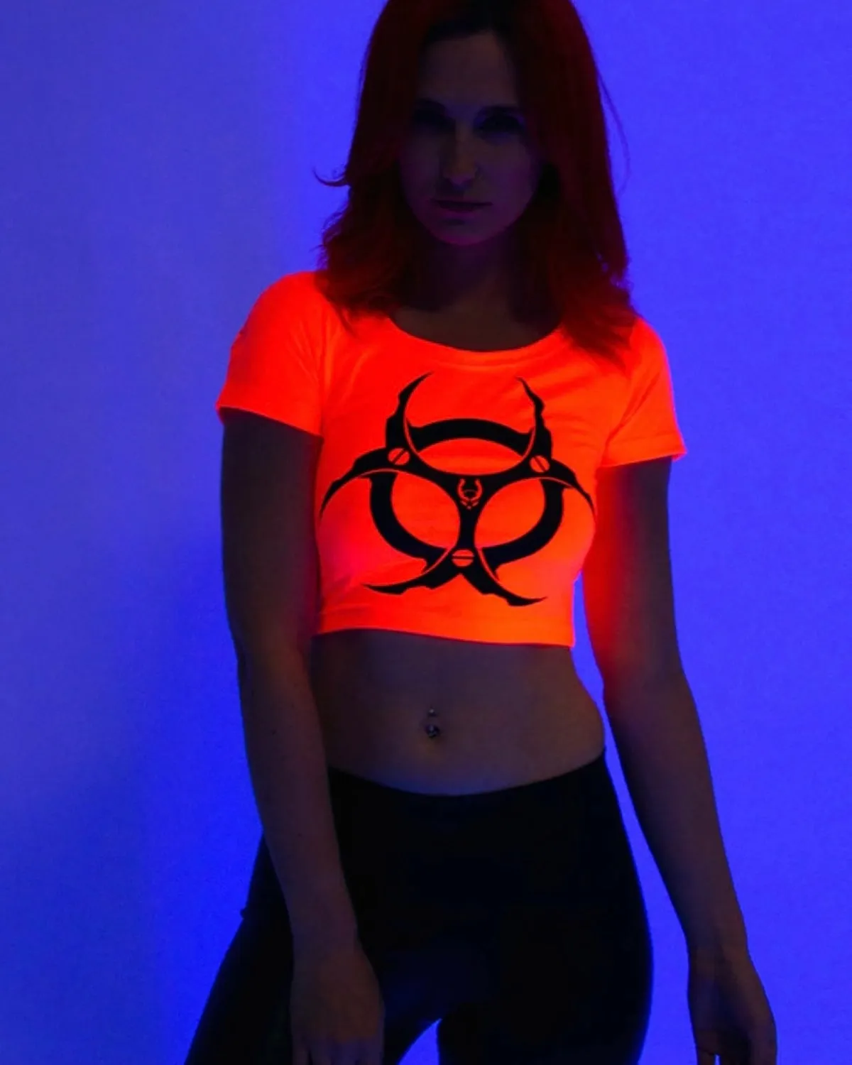 HAZARD CROP T-SHIRT UV ORANGE