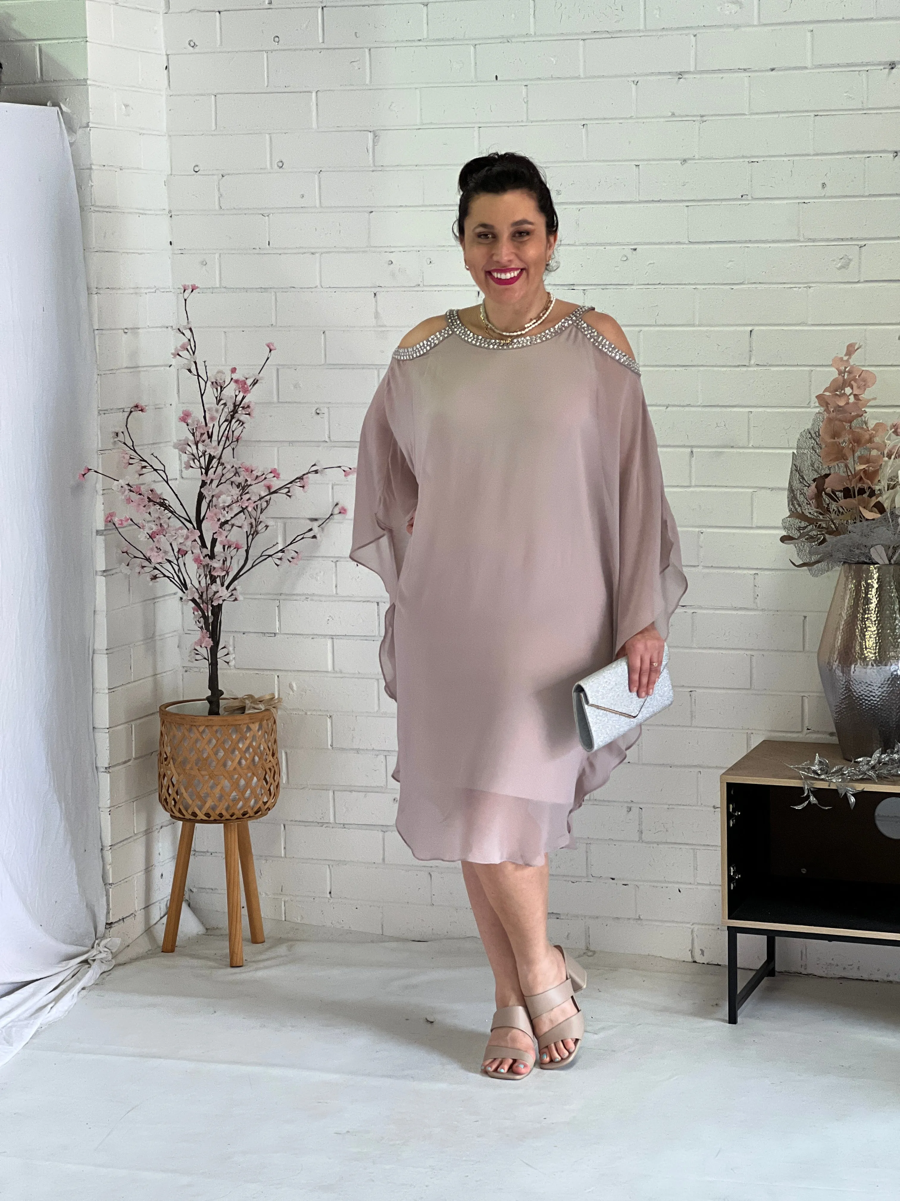 Hazel Taupe Evening Dress