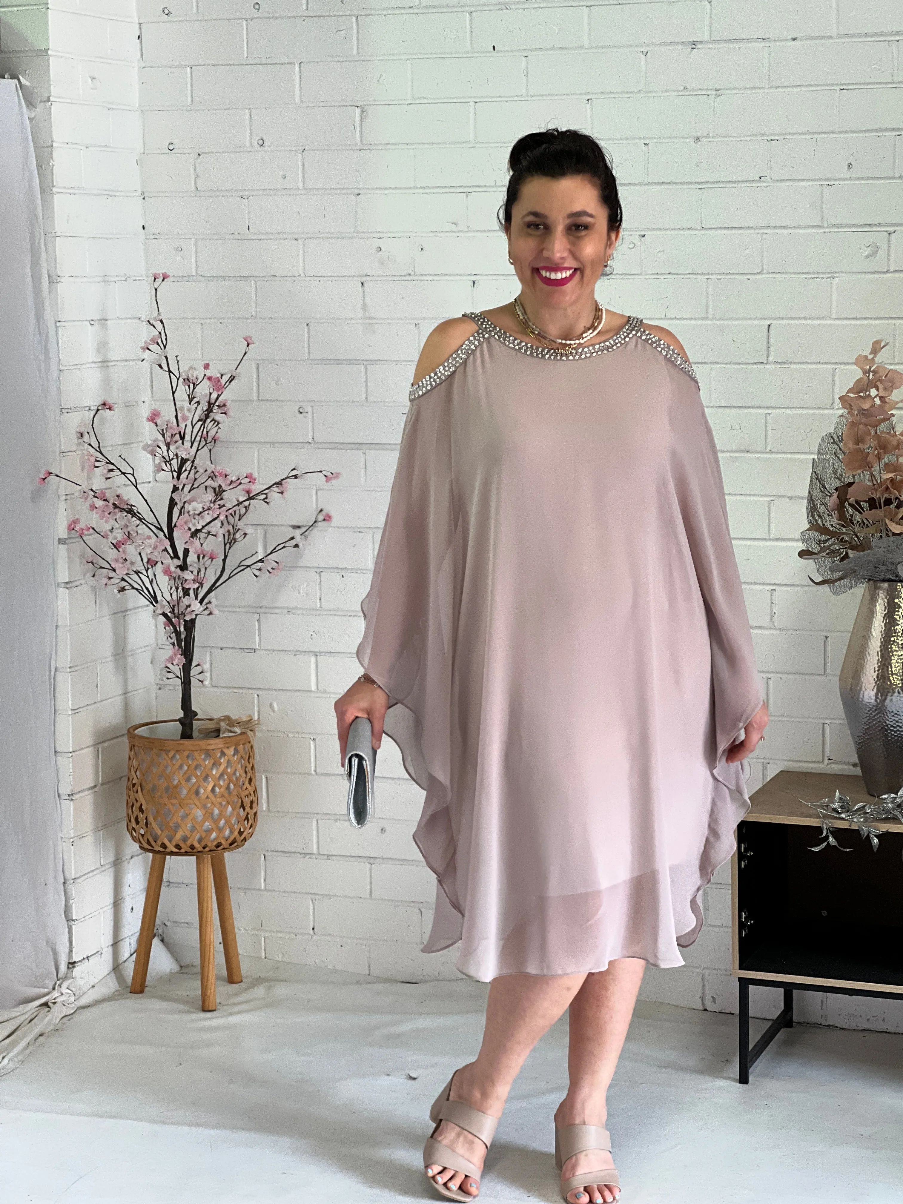 Hazel Taupe Evening Dress