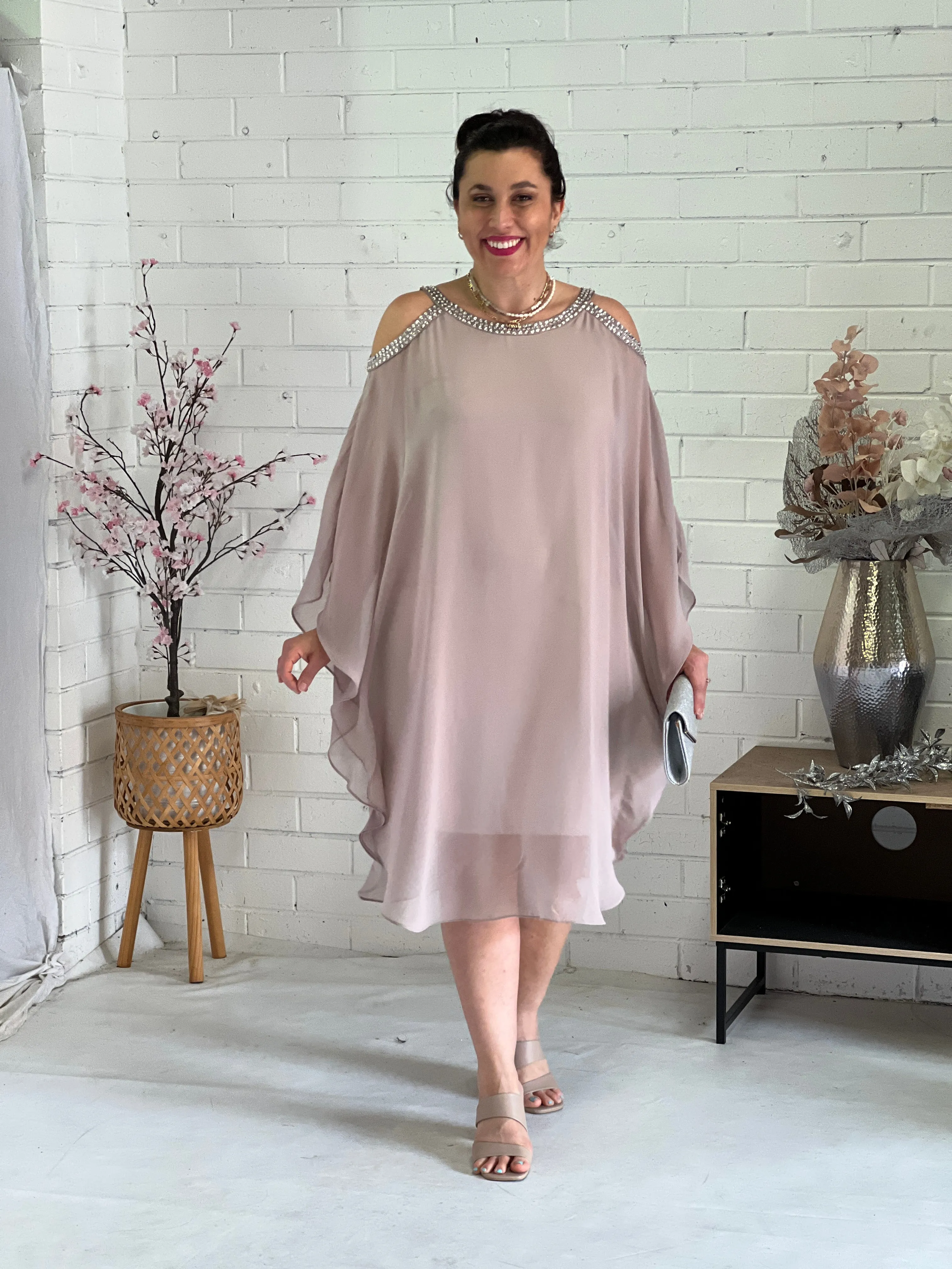 Hazel Taupe Evening Dress