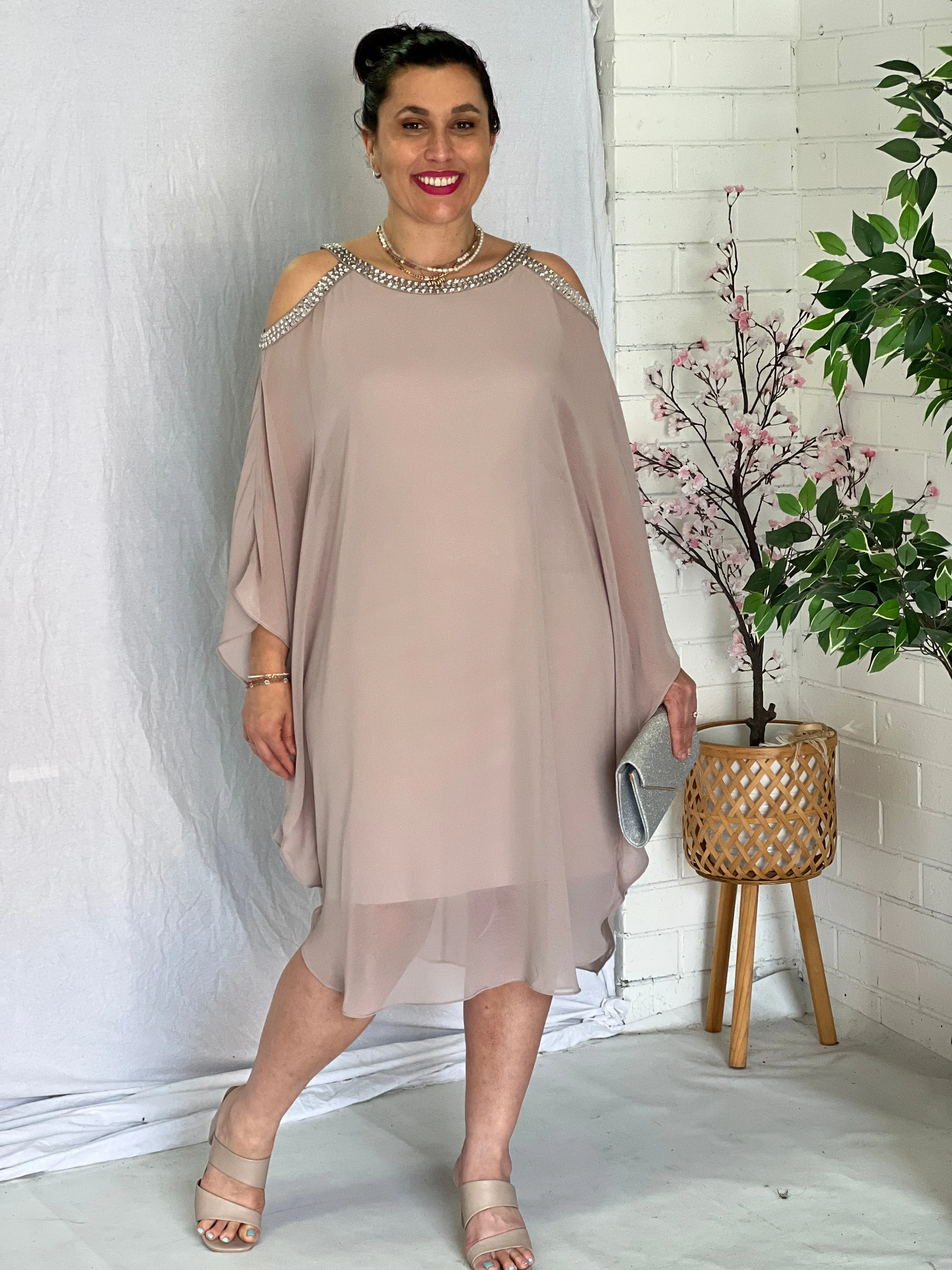 Hazel Taupe Evening Dress