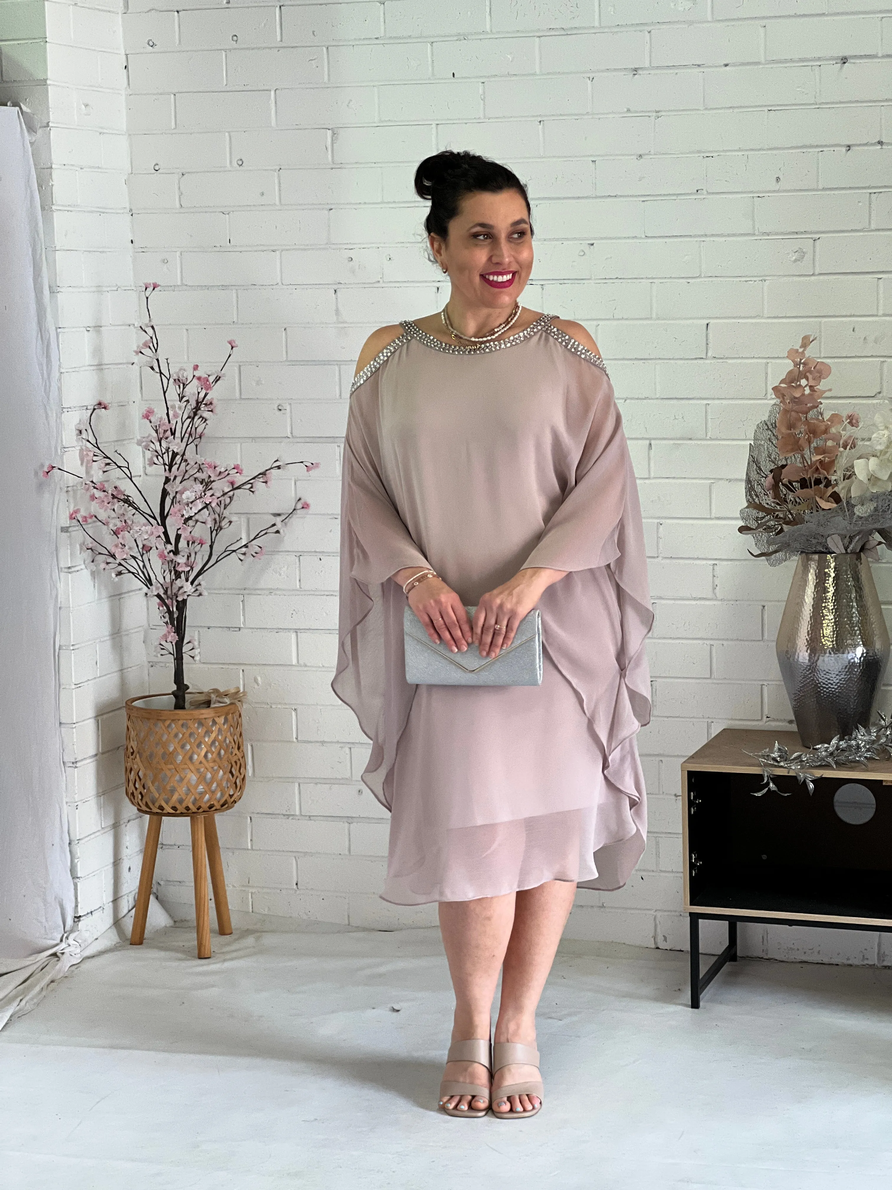 Hazel Taupe Evening Dress