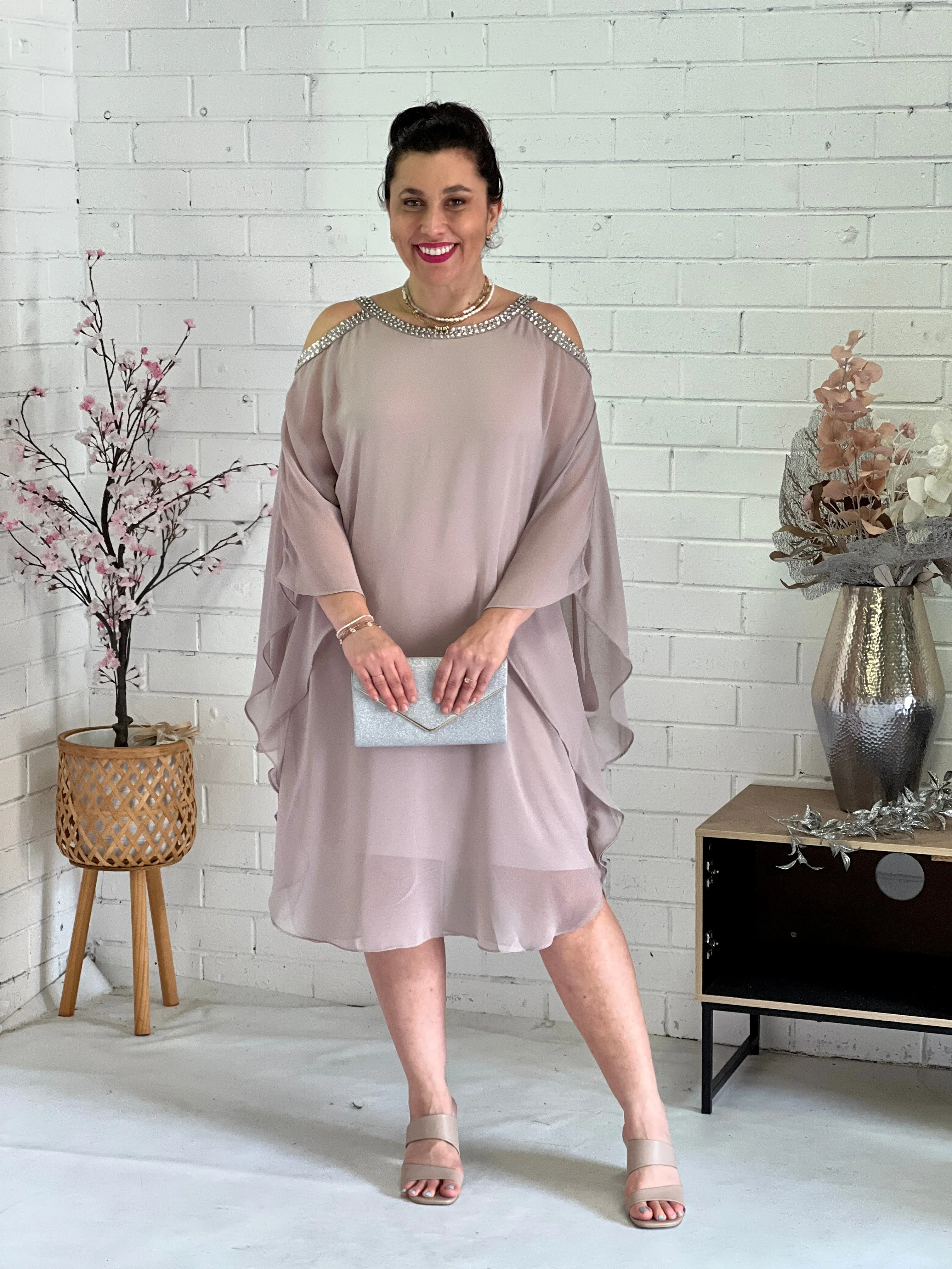 Hazel Taupe Evening Dress