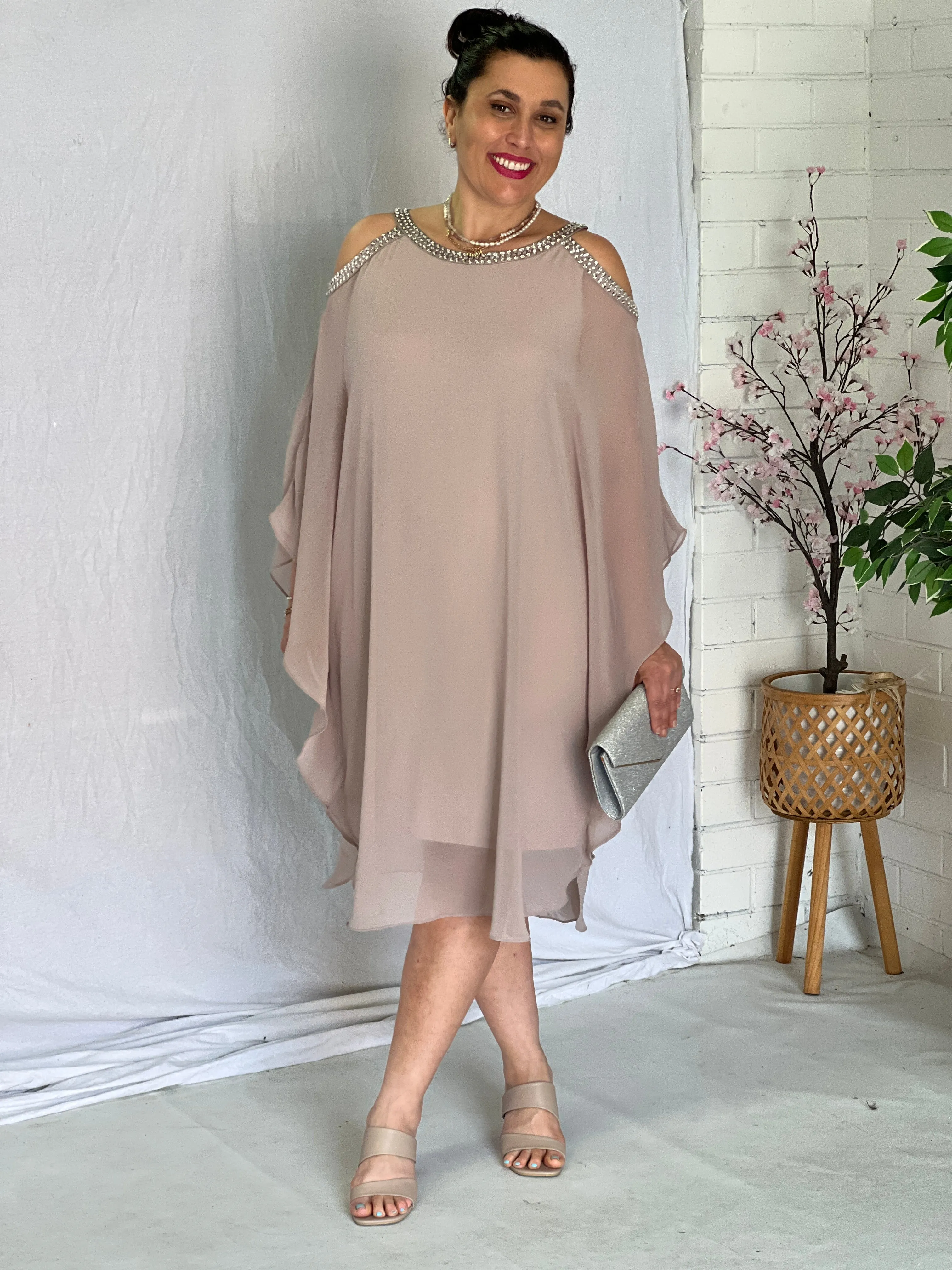 Hazel Taupe Evening Dress
