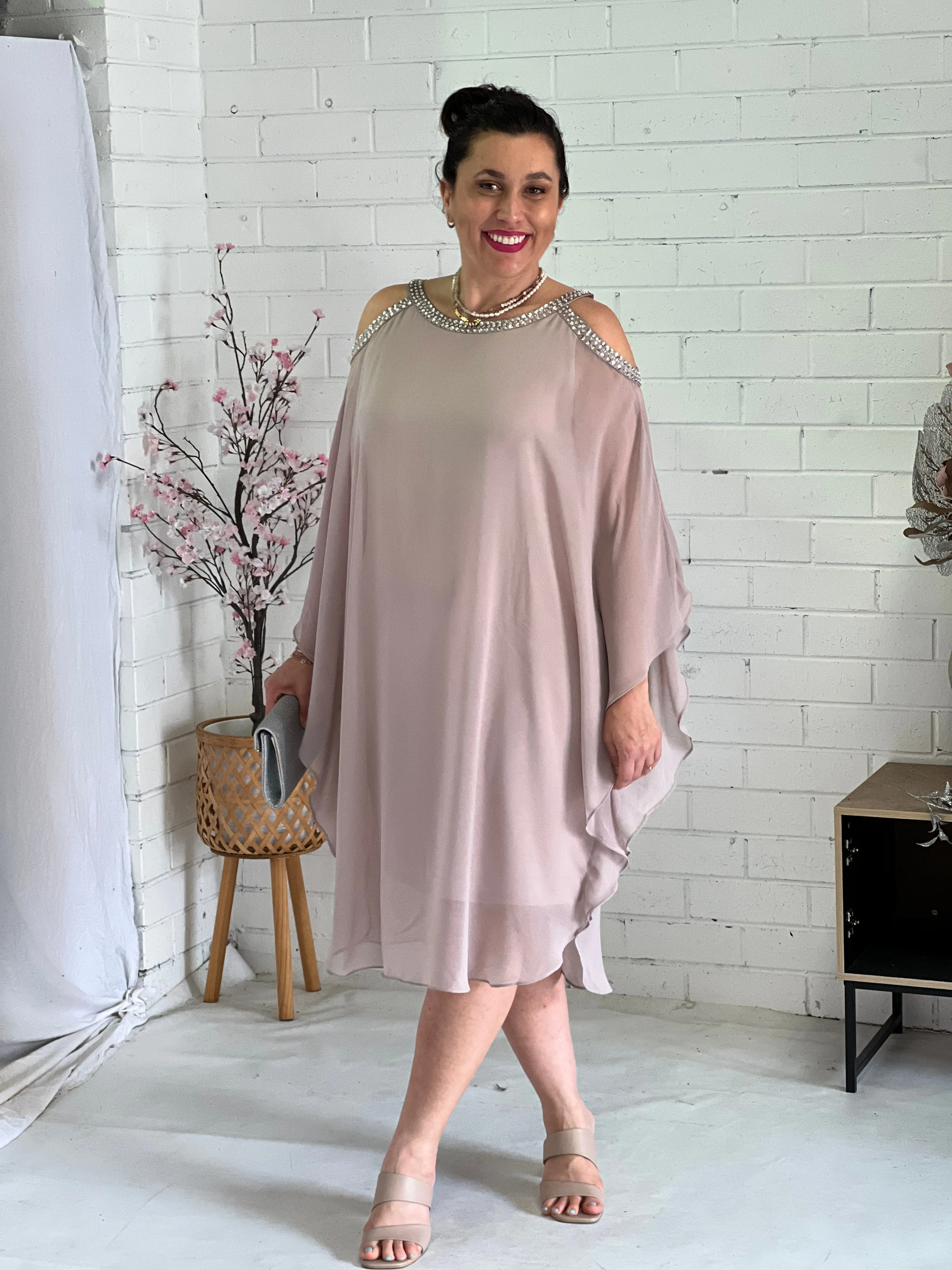 Hazel Taupe Evening Dress