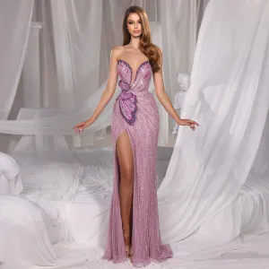 HELEN Luxury Beaded Elegant Sweetheart Pink Mermaid Evening Gown