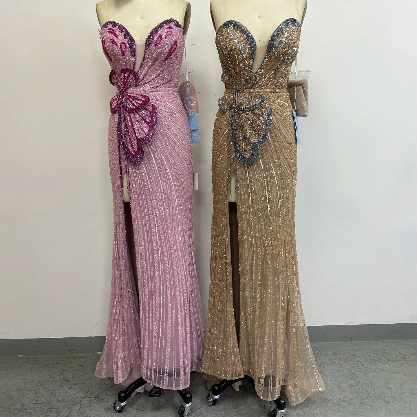 HELEN Luxury Beaded Elegant Sweetheart Pink Mermaid Evening Gown