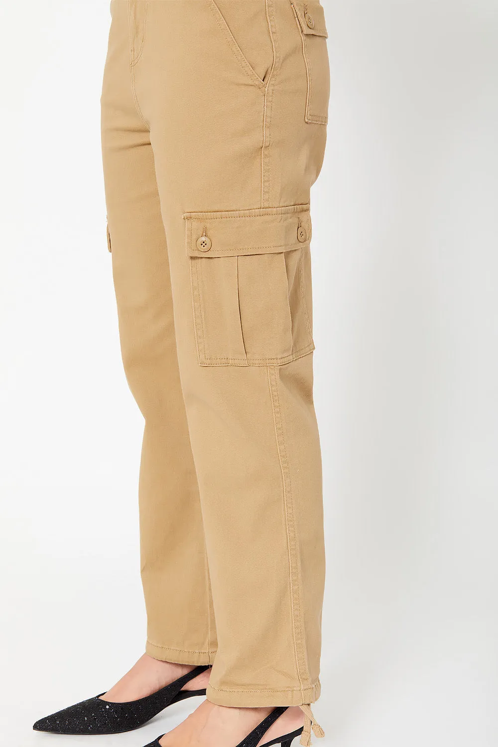 High-rise cargo utility pants