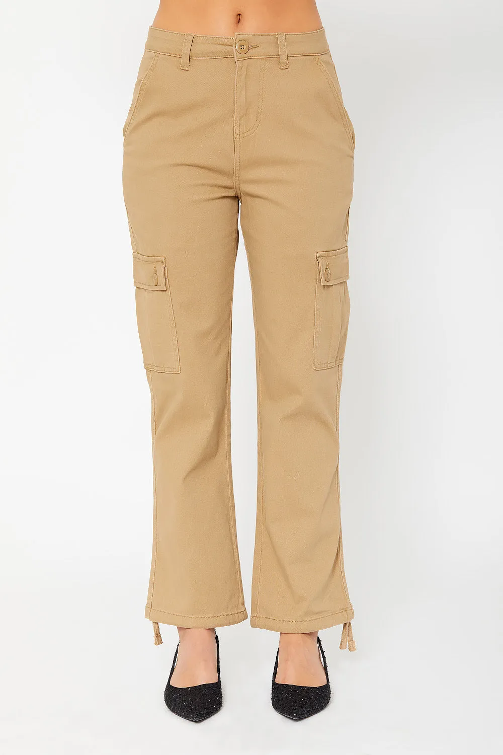 High-rise cargo utility pants