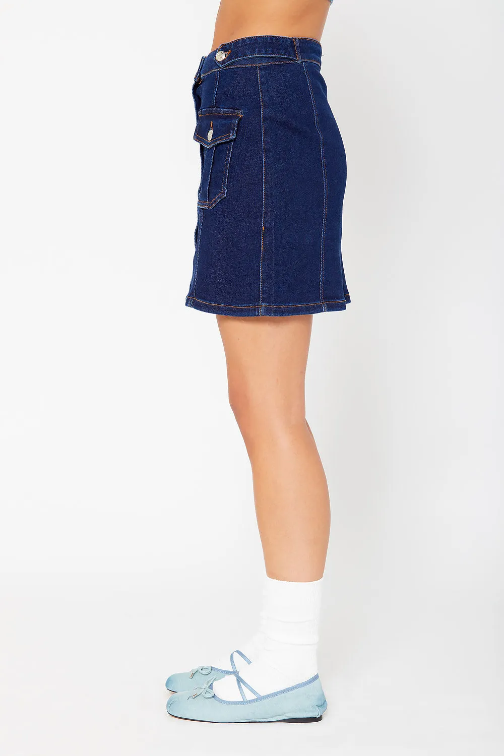 High-rise midi cargo skirt