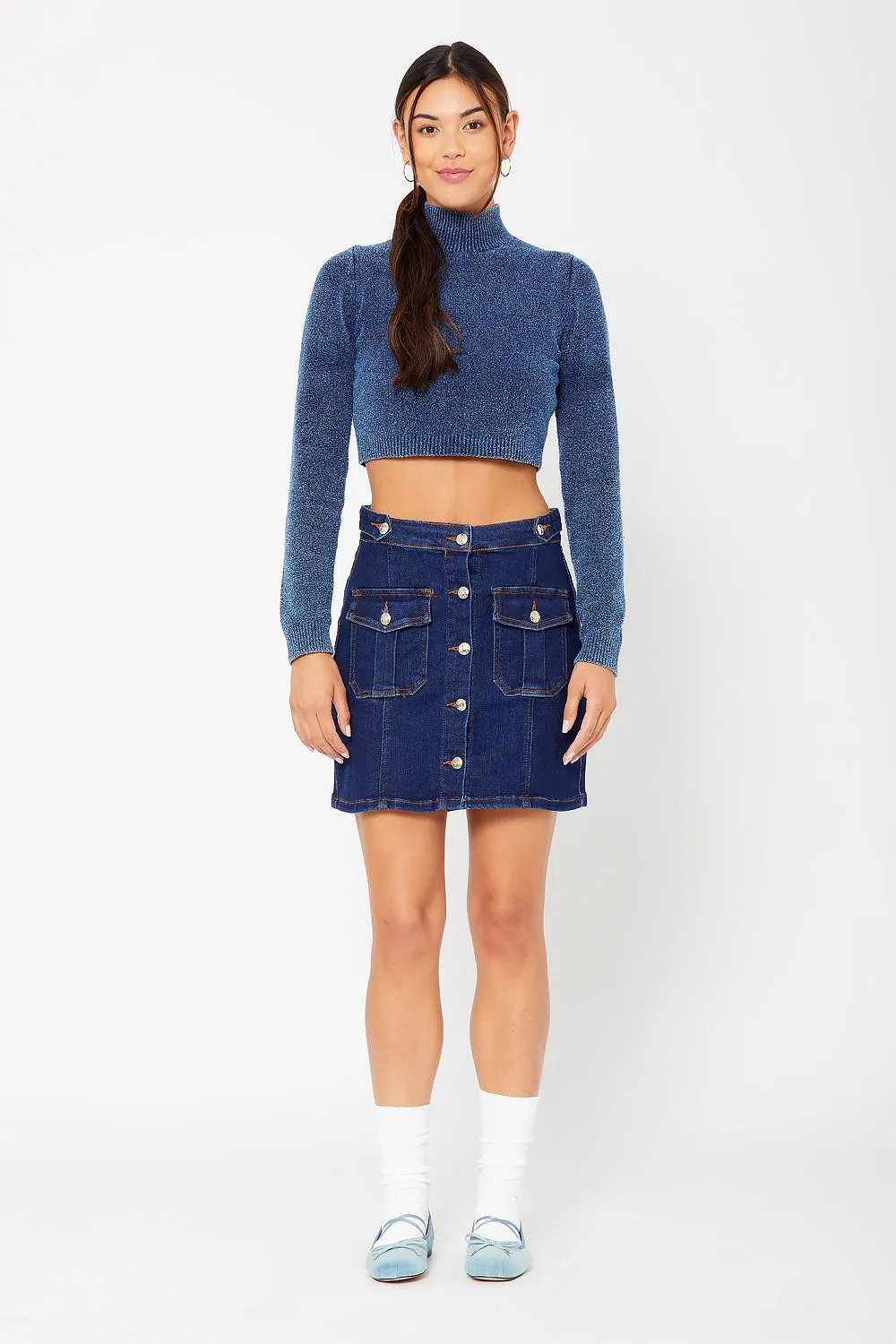 High-rise midi cargo skirt