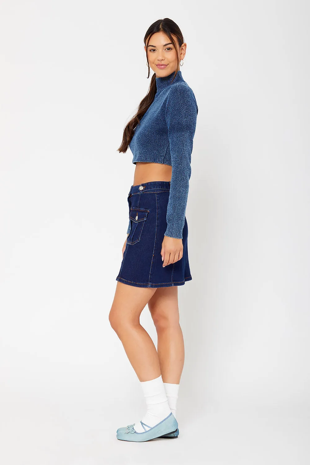 High-rise midi cargo skirt