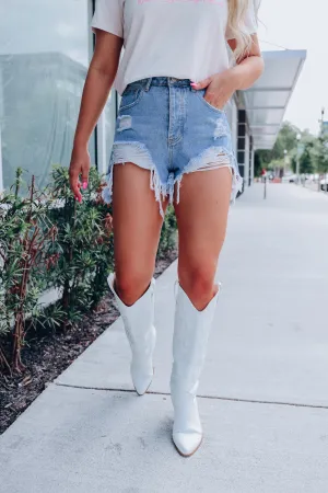 Indie Distressed Denim Shorts - Medium