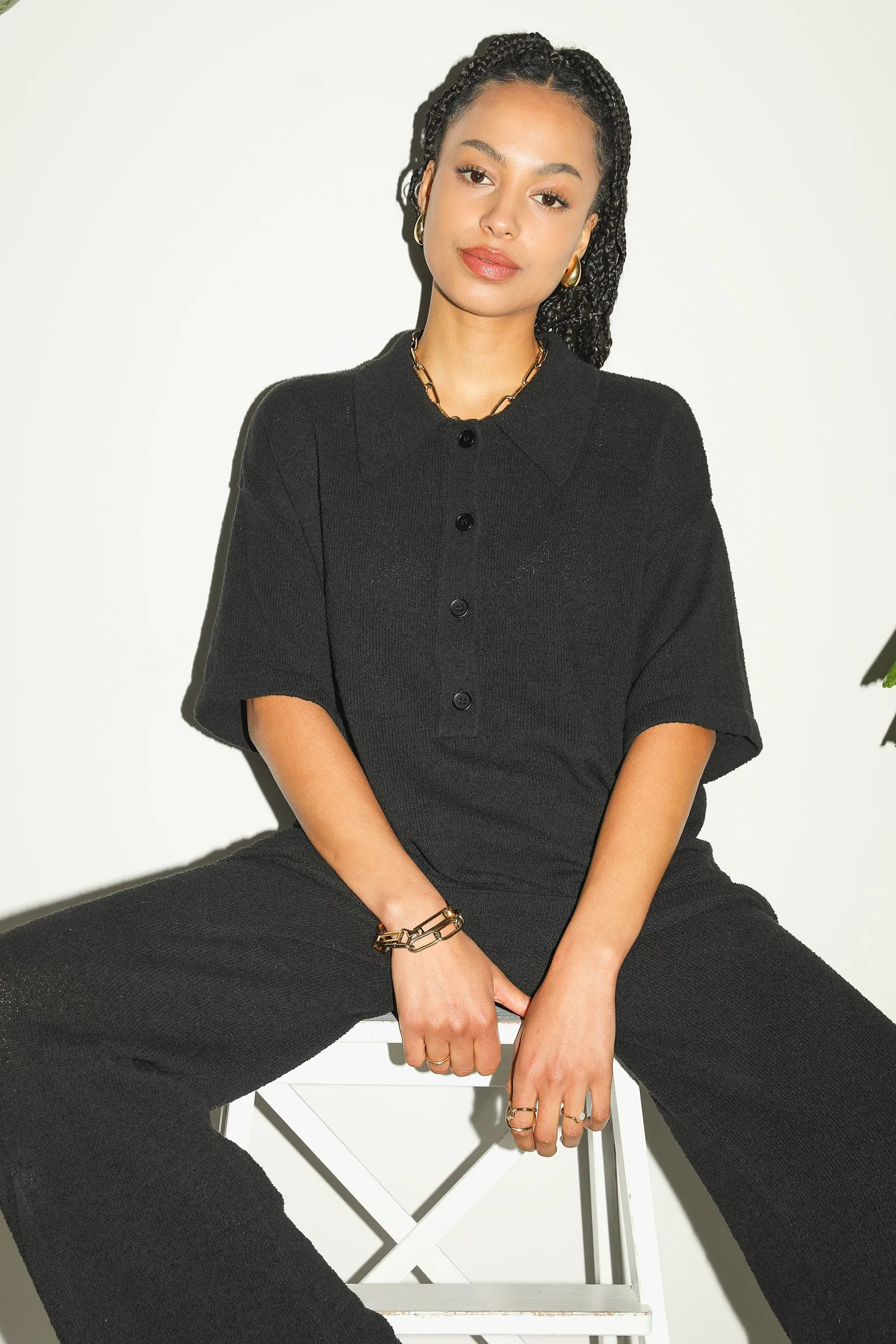 IVER KNIT POLO SHIRT BLACK