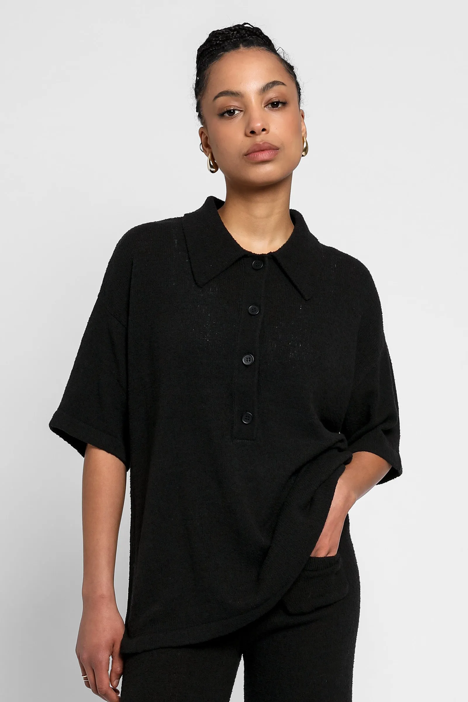 IVER KNIT POLO SHIRT BLACK