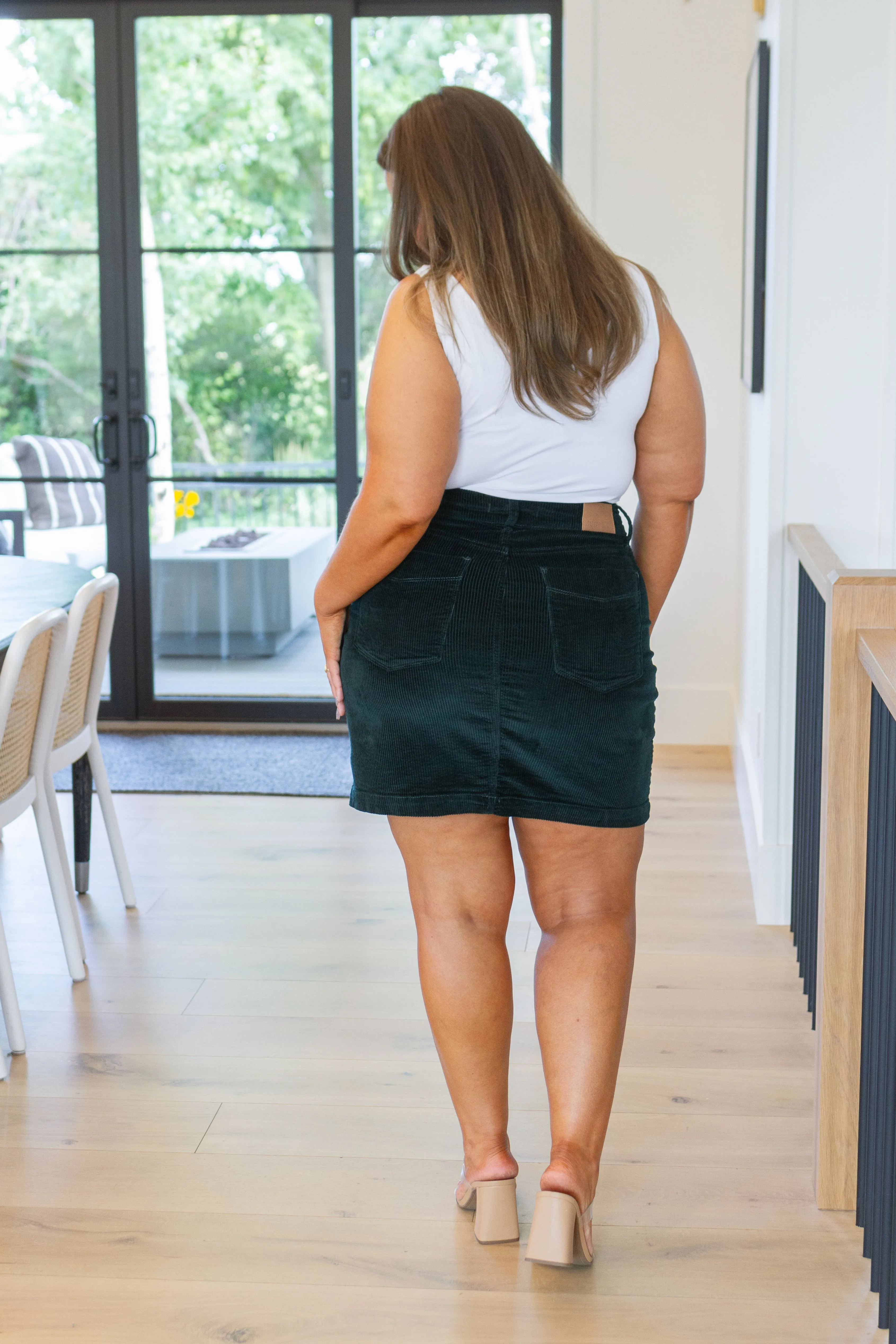 JUDY BLUE Melinda Corduroy Patch Pocket Skirt in Emerald