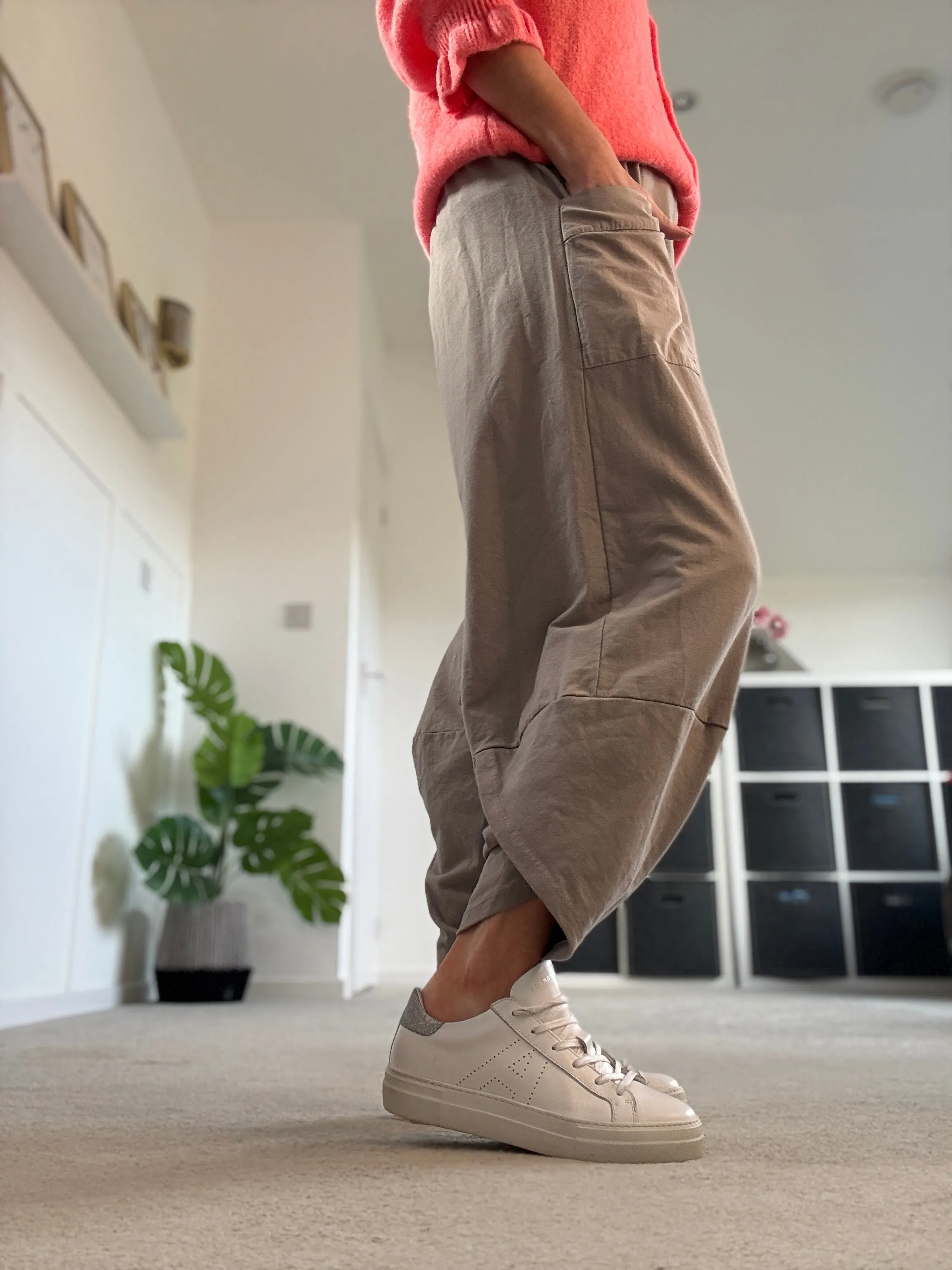 Khaki Slim Barrel Cargo Joggers
