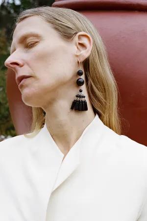 Long Flamenco Earrings in Onyx