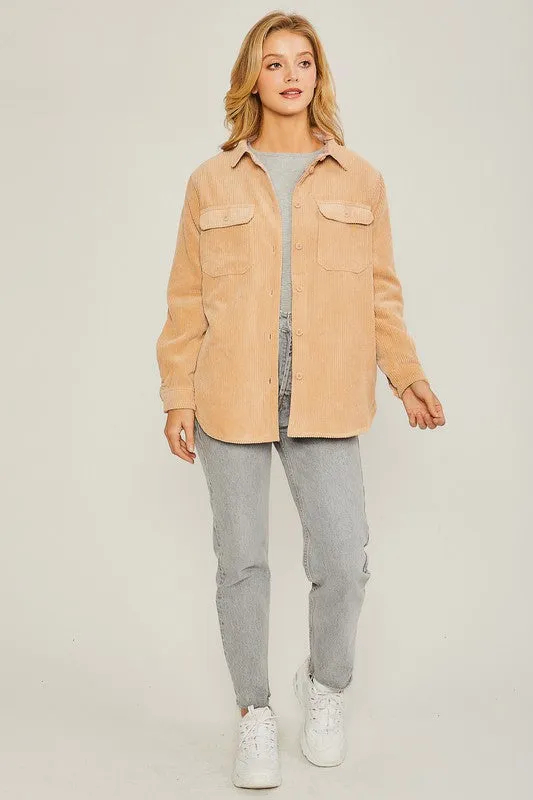 Love Tree Corduroy Reversible Button Down Jacket