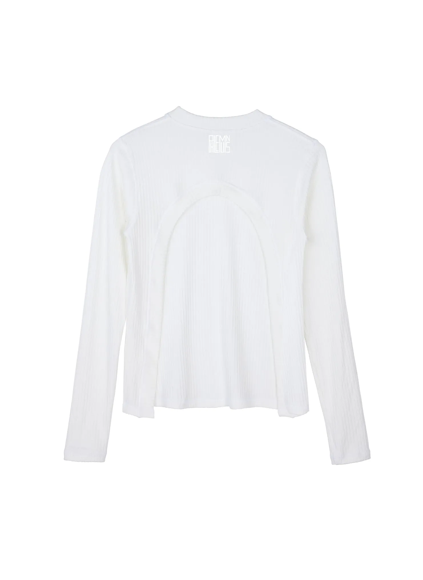 L/S BACKLESS TEE - WHITE/WHITE
