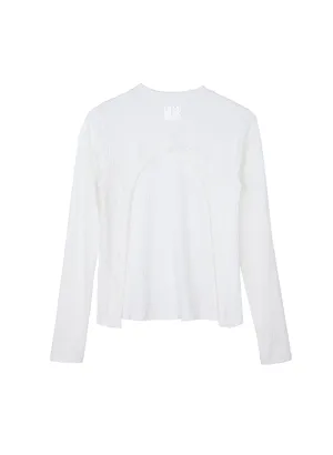 L/S BACKLESS TEE - WHITE/WHITE