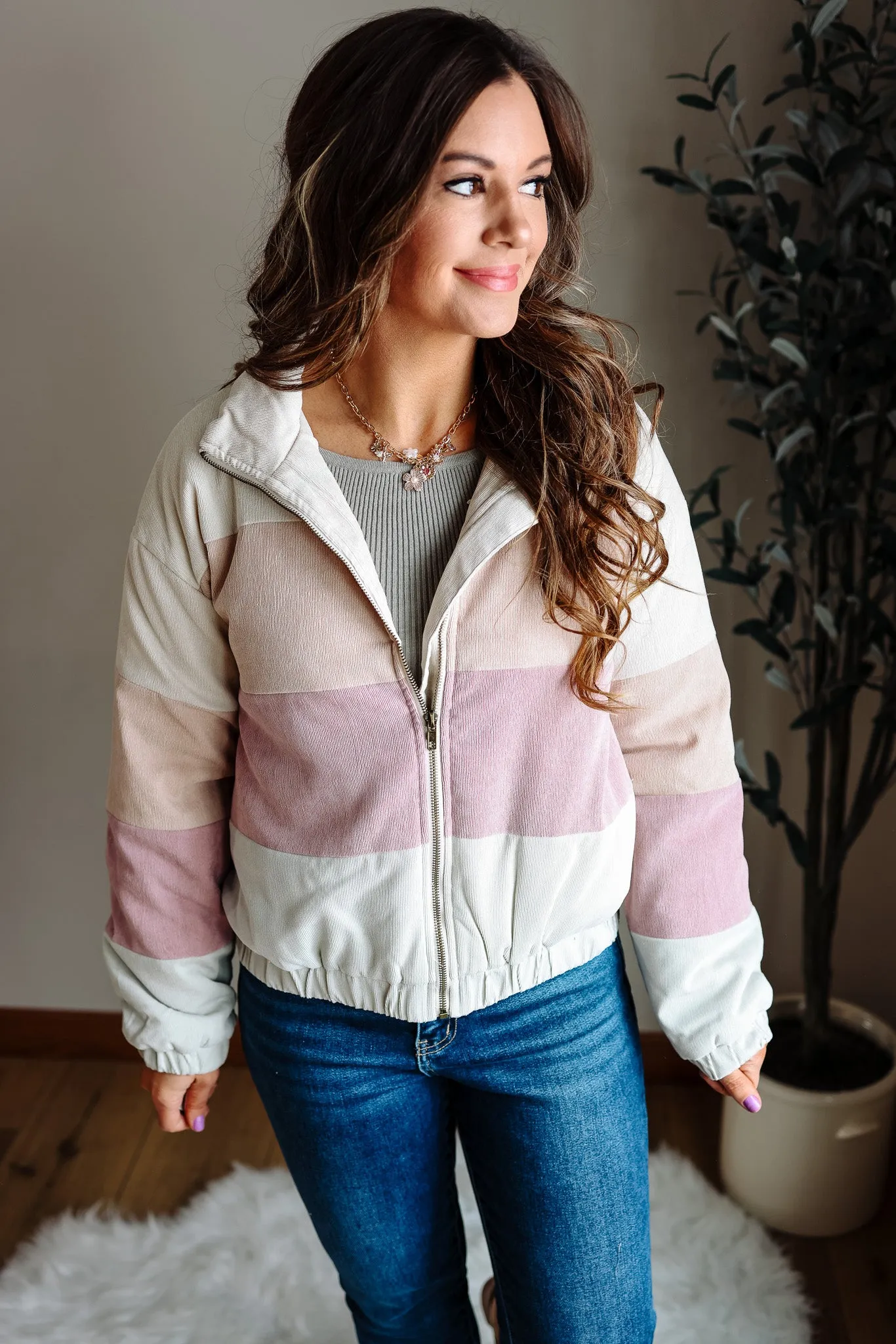 McCoy Color Block Puff Jacket - Ecru/Mint