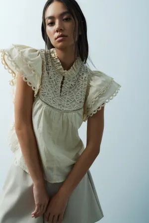 Melissa Nepton Masson Crochet Top Greige