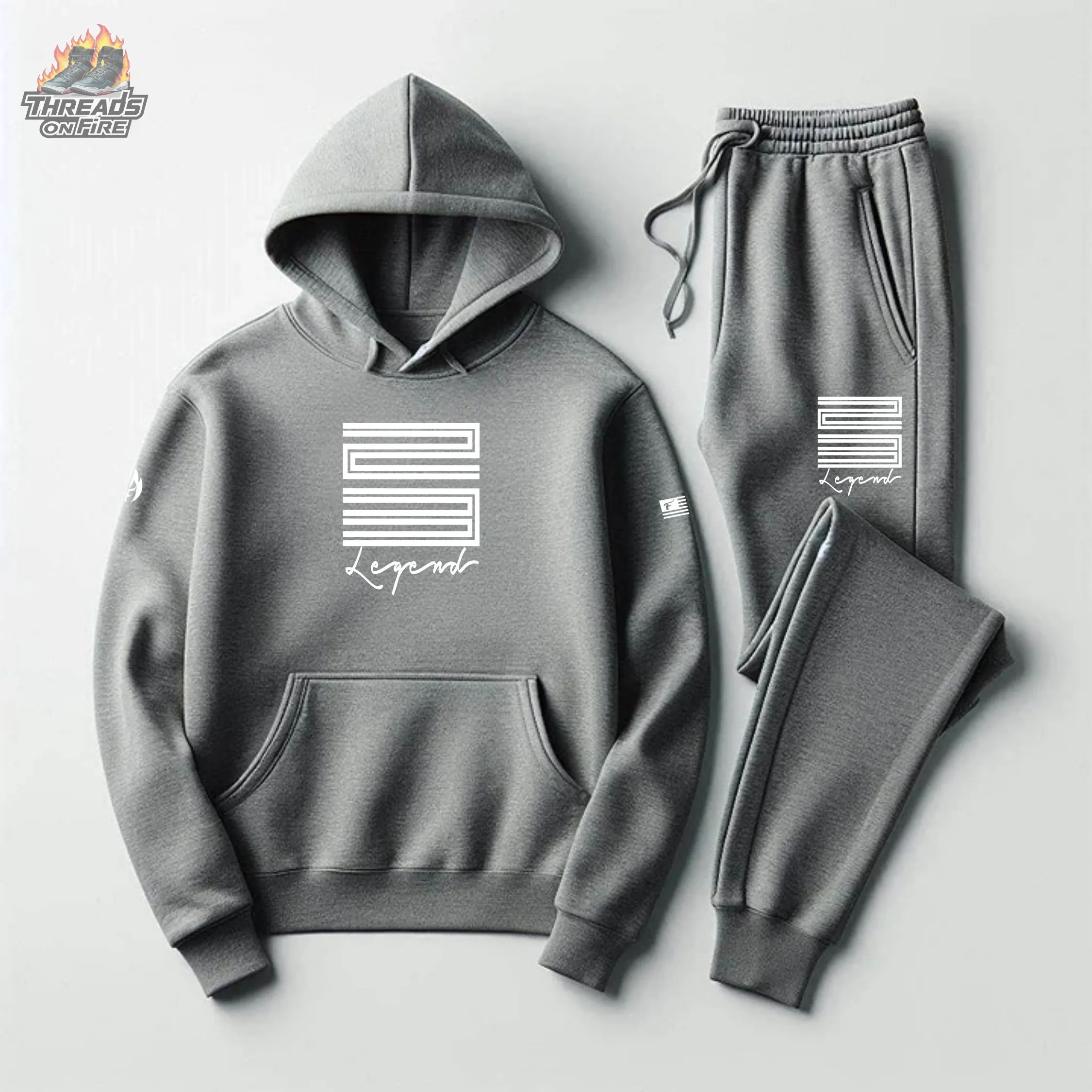Men's Grey Hoodie Joggers 23 Legend Sweatsuit To Match Air Jordan 11 Cool Grey White