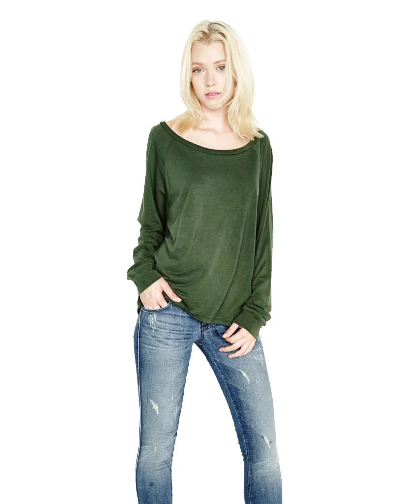 Michael Lauren Kelton L/S Crop Tee in Dark Moss and Navy