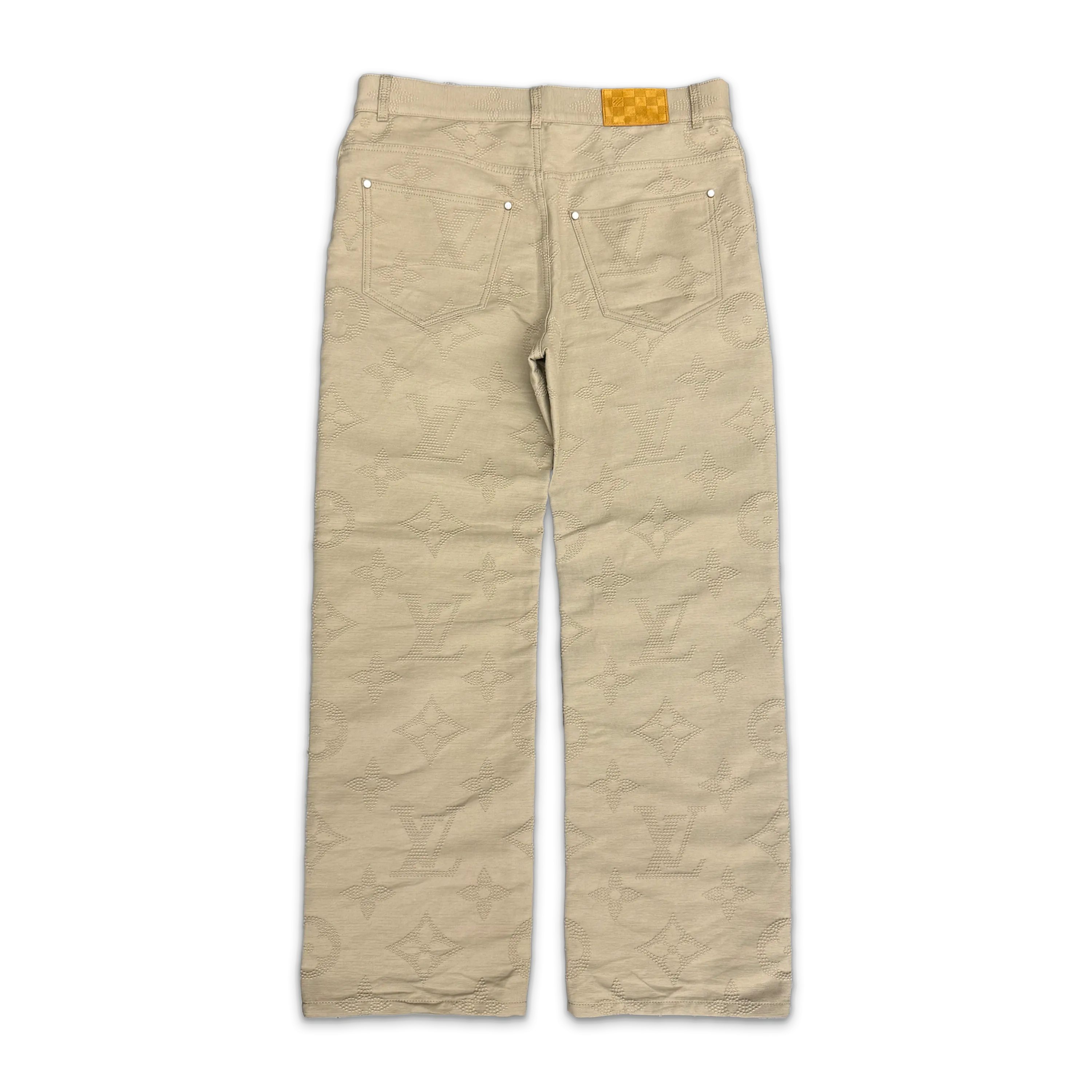 Monogram Embroidered Skate Pants "Greige"